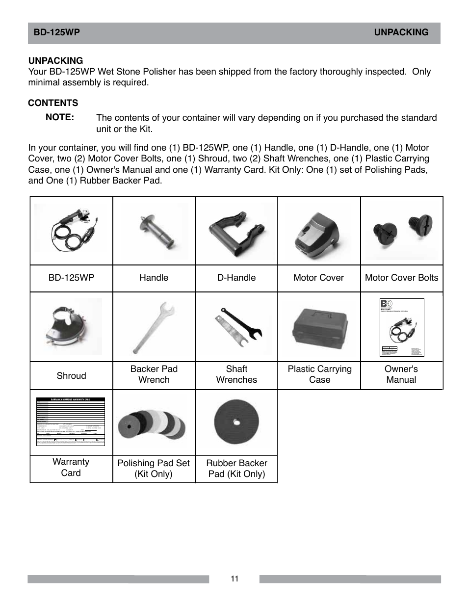 Barranca Diamond BD-125WP User Manual | Page 11 / 24