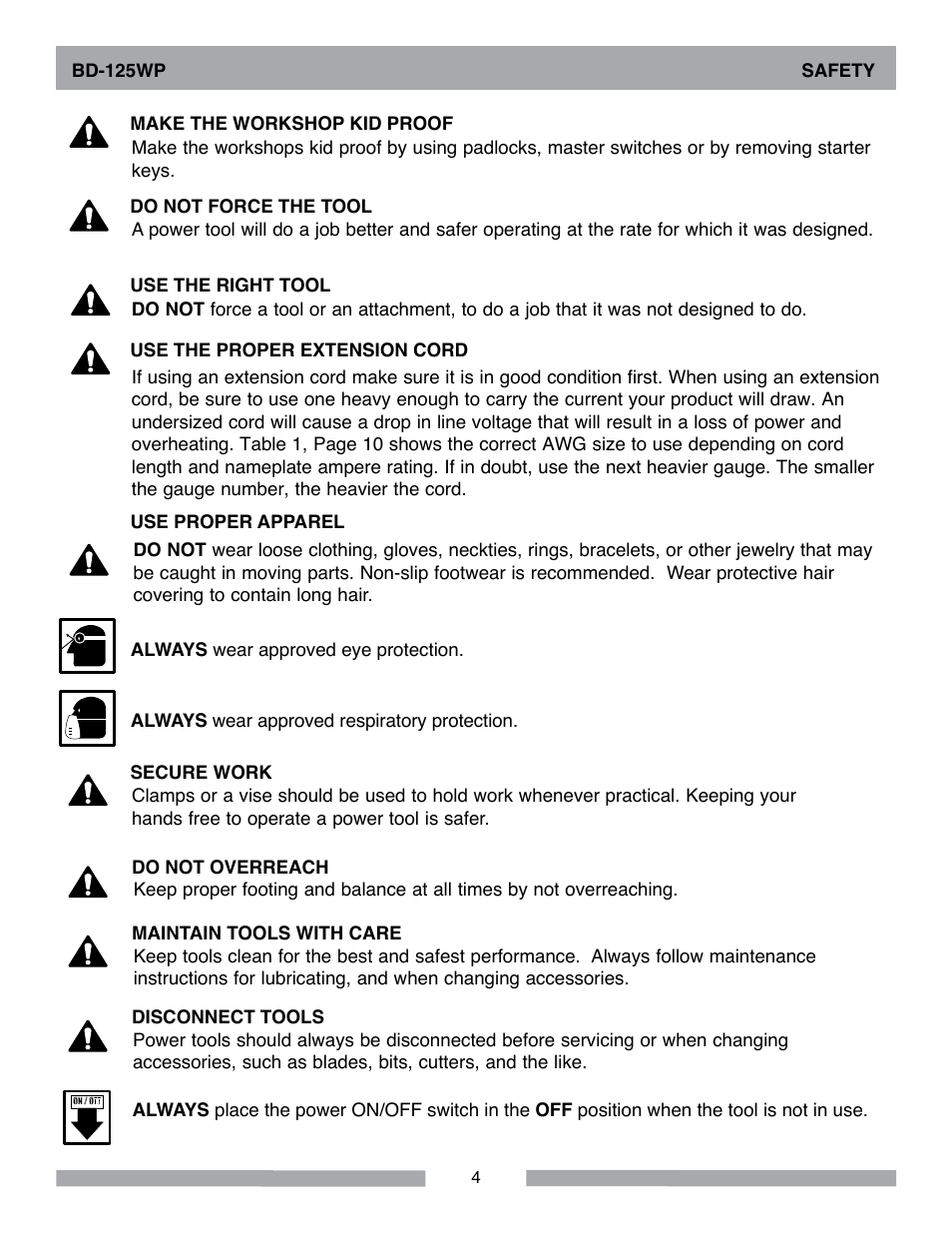 Barranca Diamond BD-125WP User Manual | Page 4 / 24