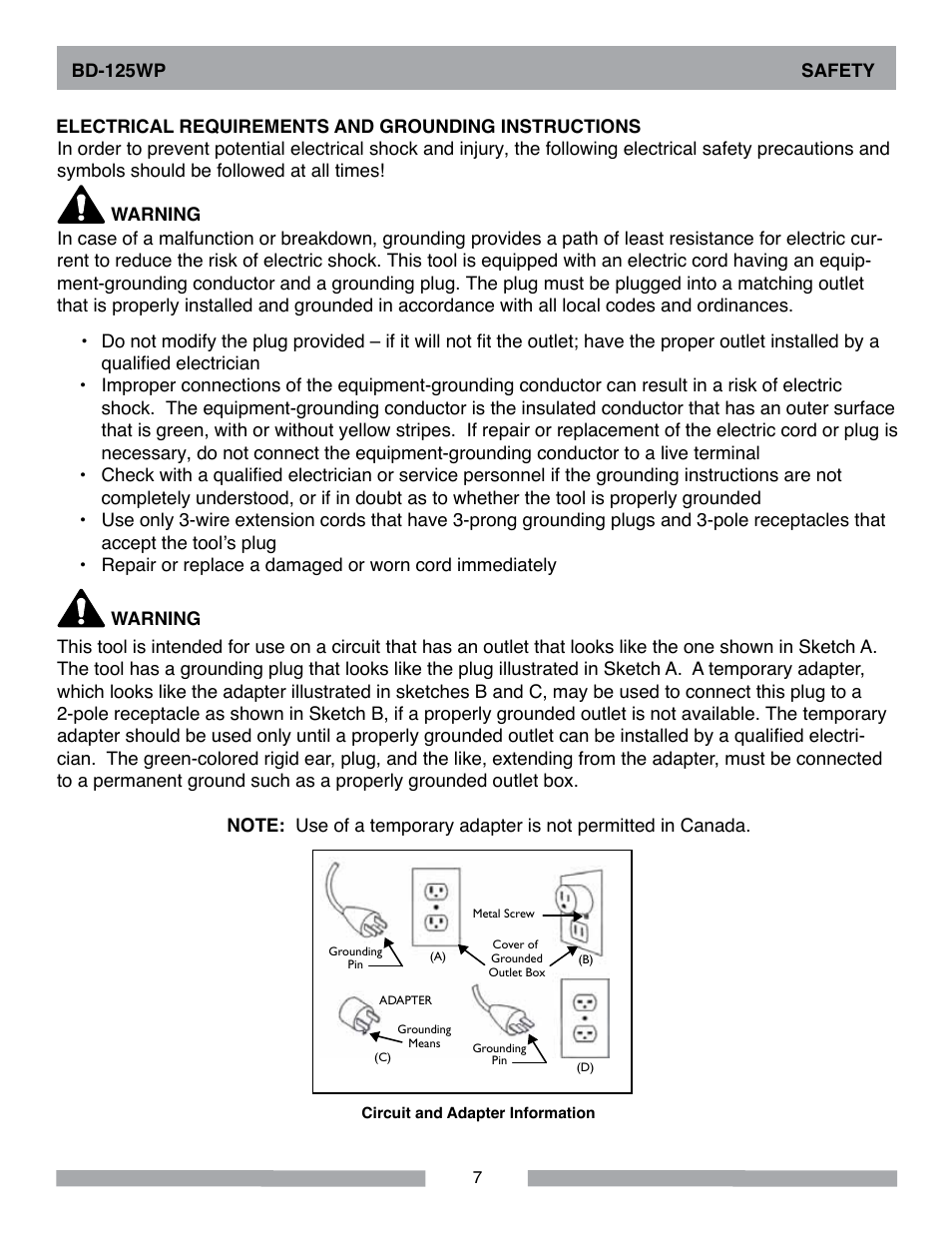 Barranca Diamond BD-125WP User Manual | Page 7 / 24