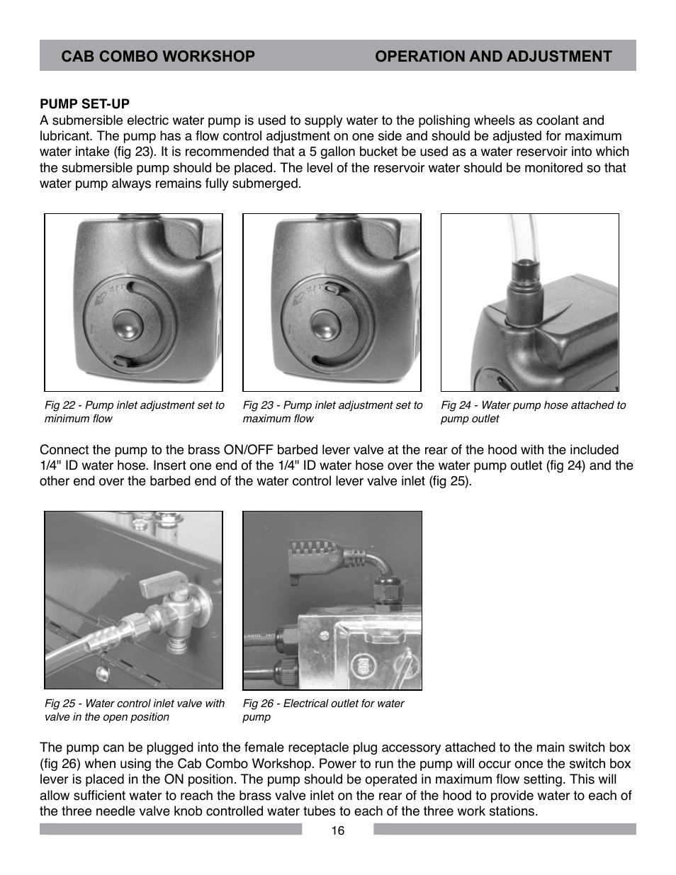 Cab combo workshop operation and adjustment | Barranca Diamond CAB COMBO WORKSHOP User Manual | Page 16 / 40