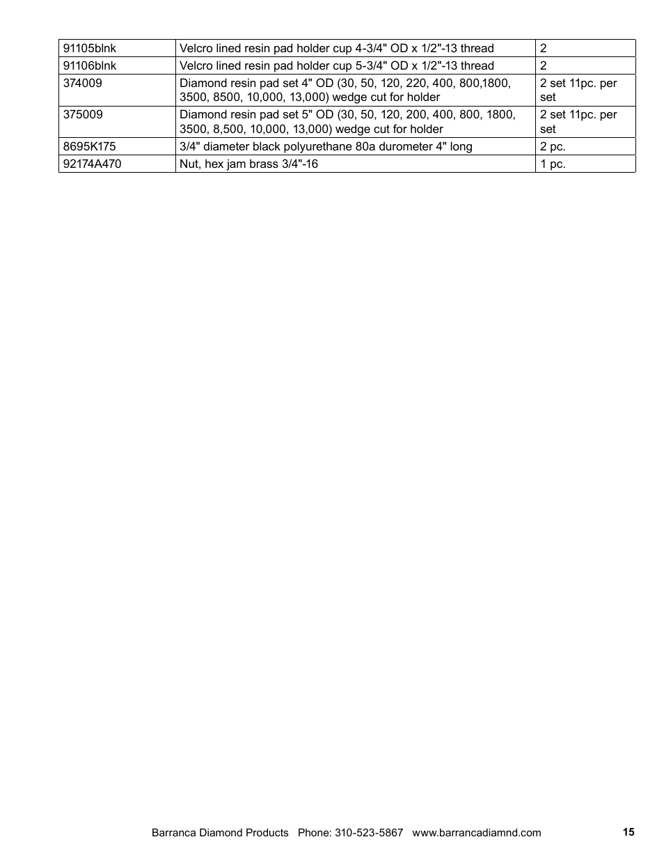 Barranca Diamond FIREBALL 2 AXLE SPHERE MACHINE User Manual | Page 15 / 16