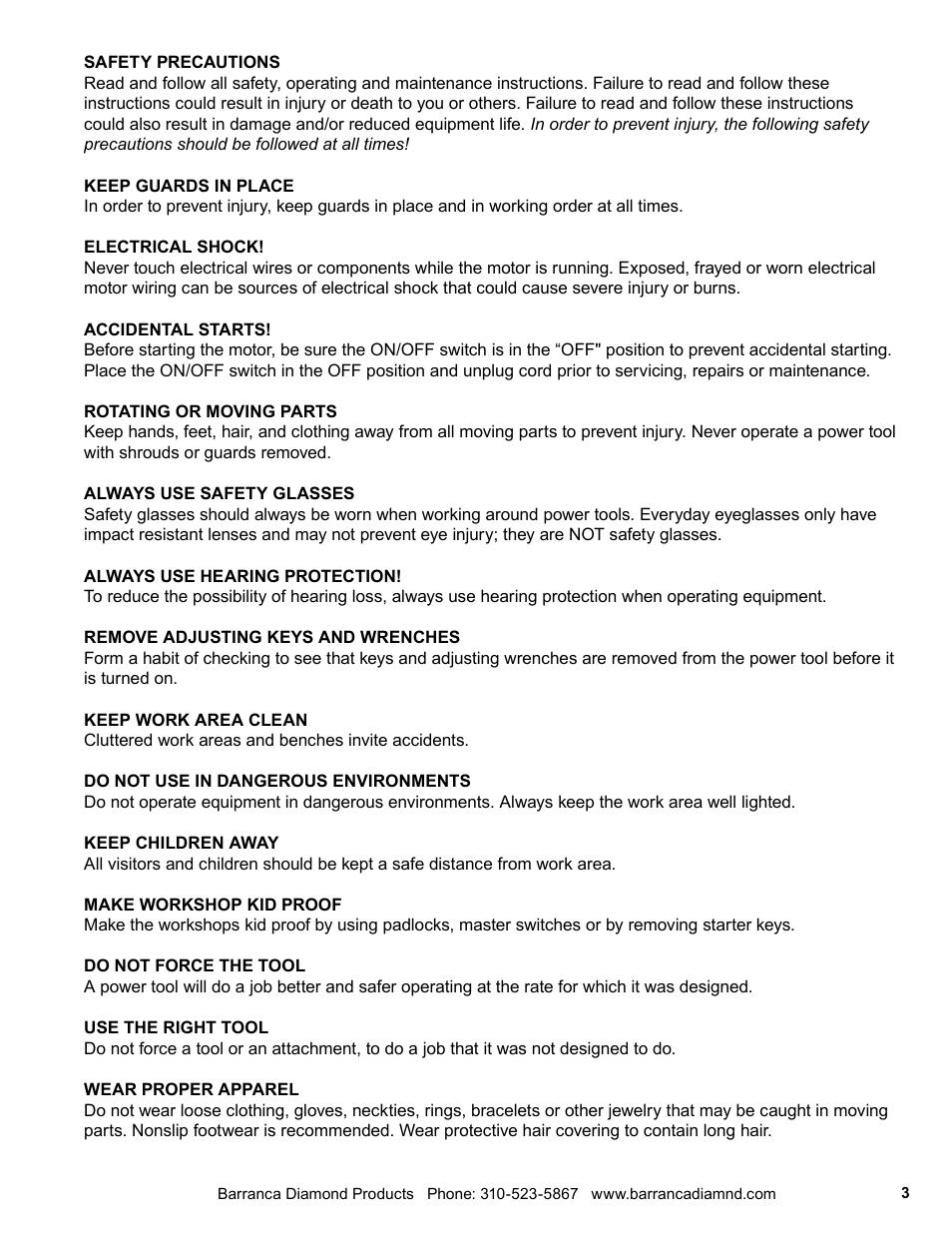 Barranca Diamond FIREBALL 2 AXLE SPHERE MACHINE User Manual | Page 3 / 16