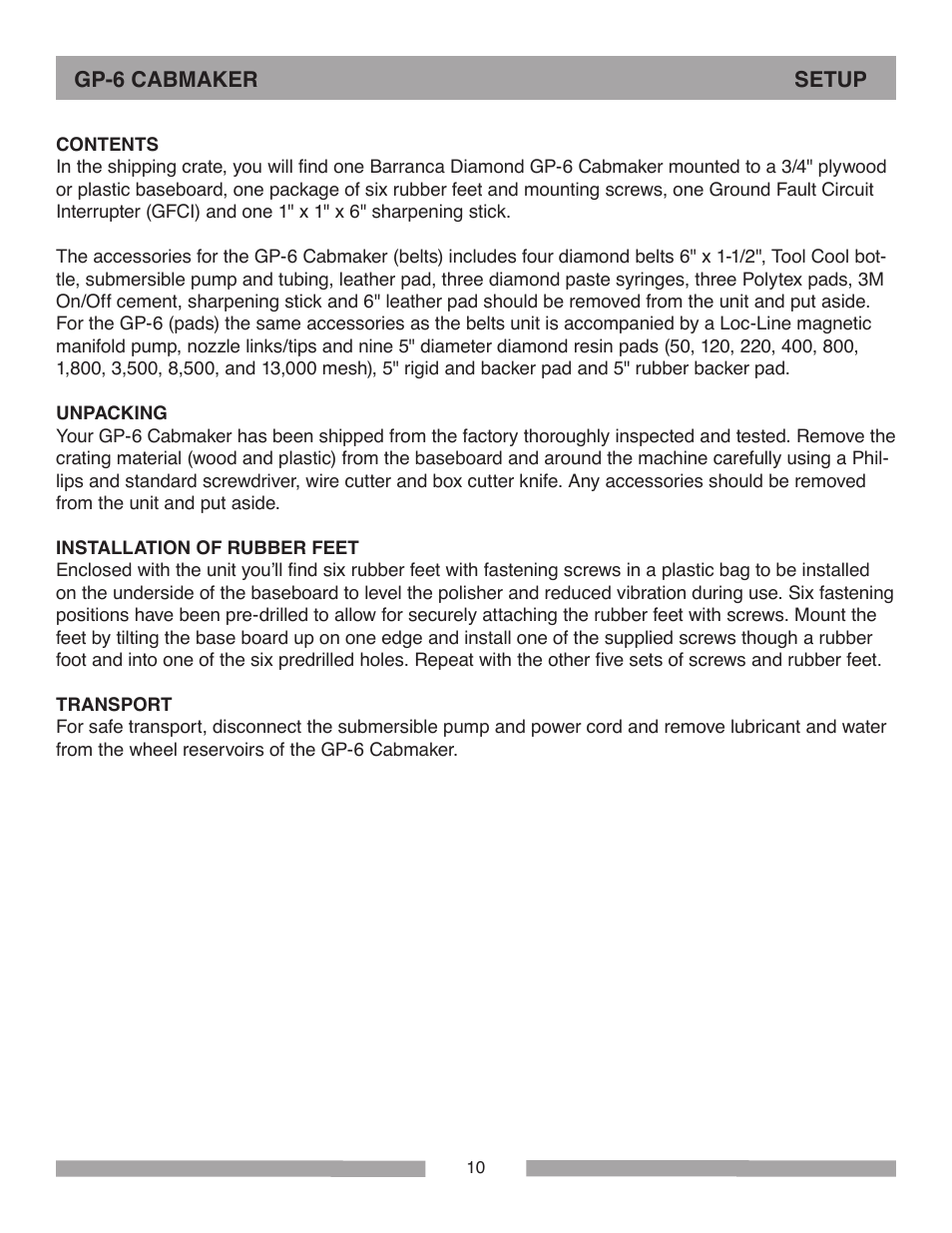Barranca Diamond GP-6 Cabmaker User Manual | Page 10 / 40