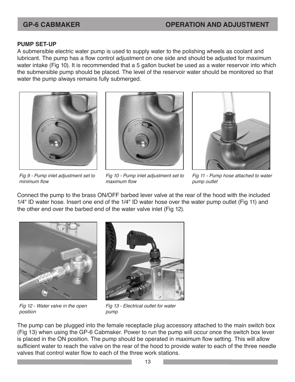 Gp-6 cabmaker operation and adjustment | Barranca Diamond GP-6 Cabmaker User Manual | Page 13 / 40