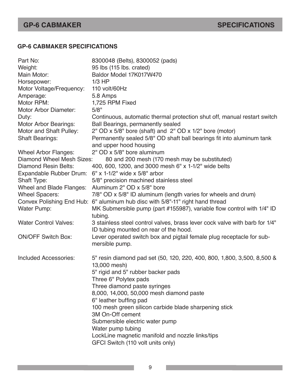 Barranca Diamond GP-6 Cabmaker User Manual | Page 9 / 40