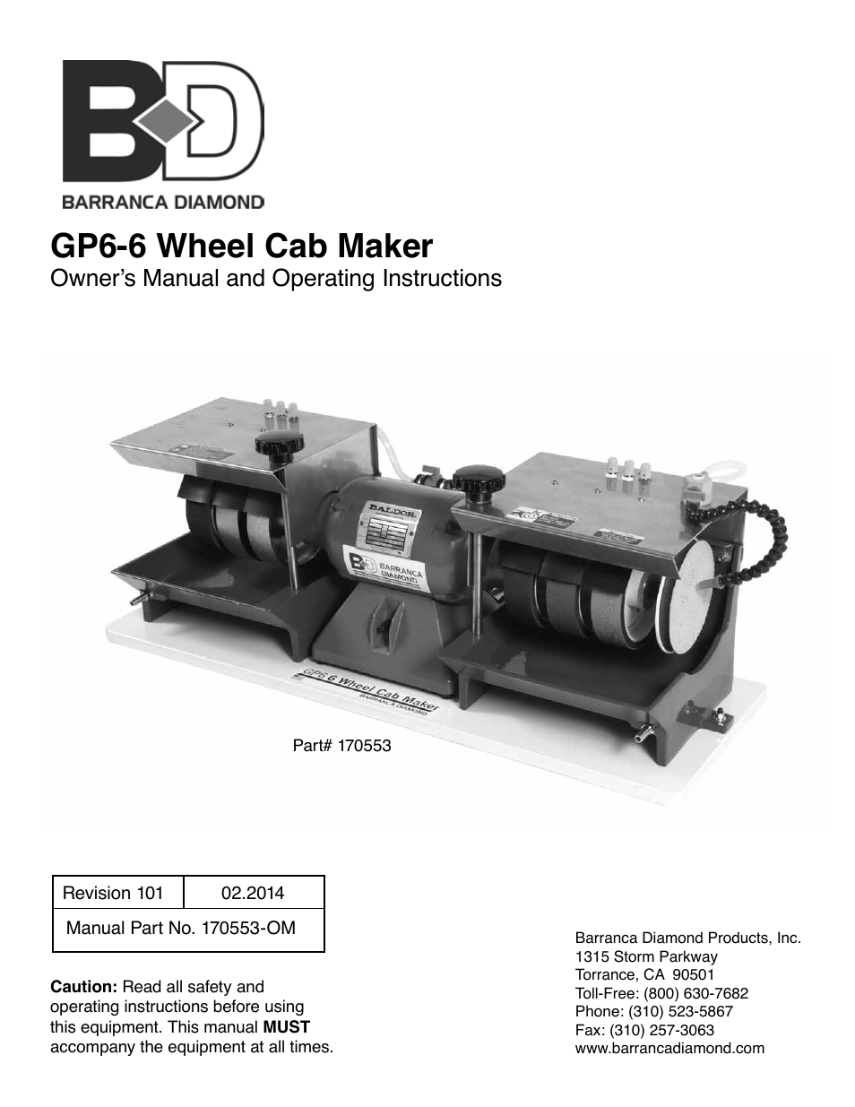 Barranca Diamond GP6-6 Wheel Cab Maker User Manual | 36 pages