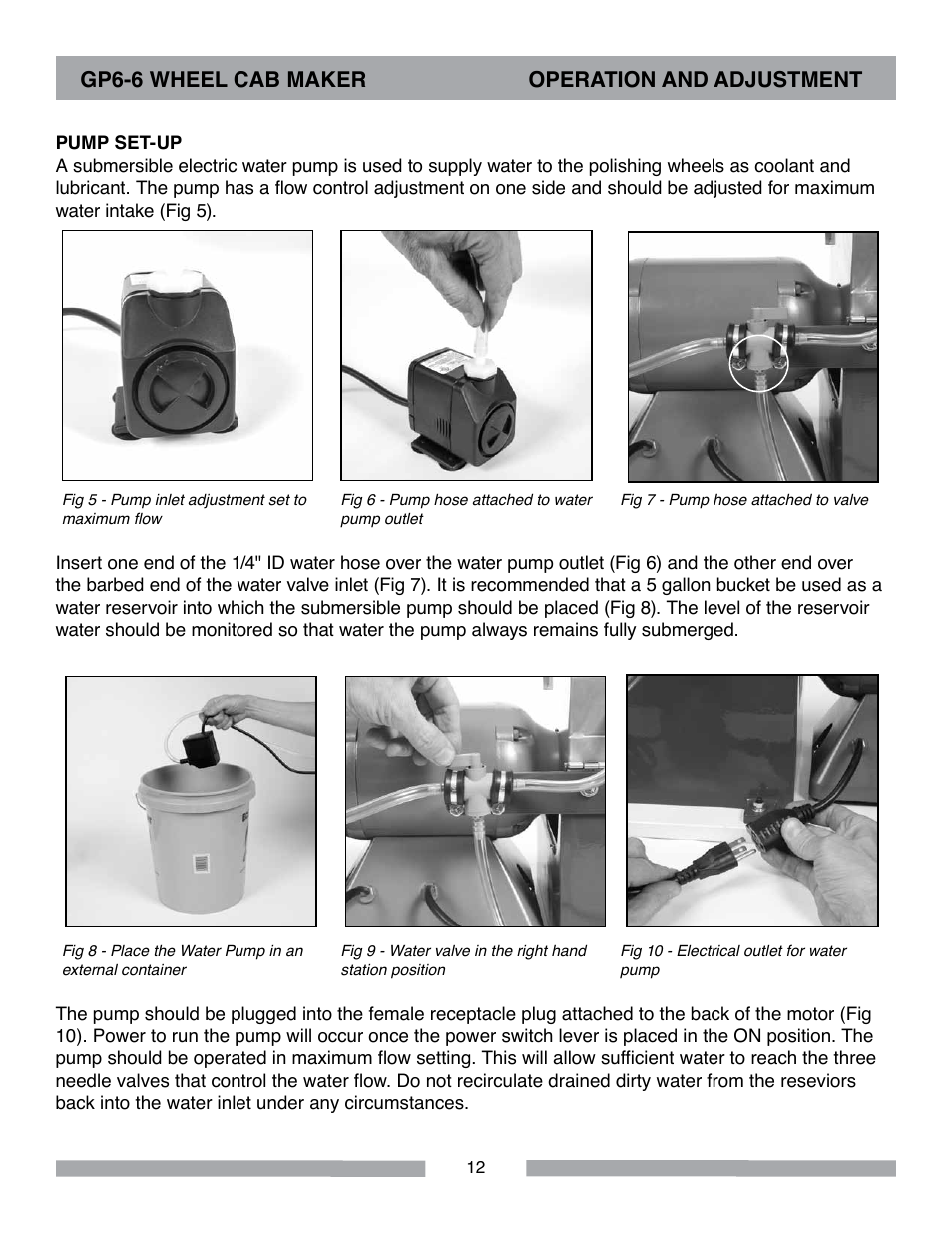 Gp6-6 wheel cab maker operation and adjustment | Barranca Diamond GP6-6 Wheel Cab Maker User Manual | Page 12 / 36