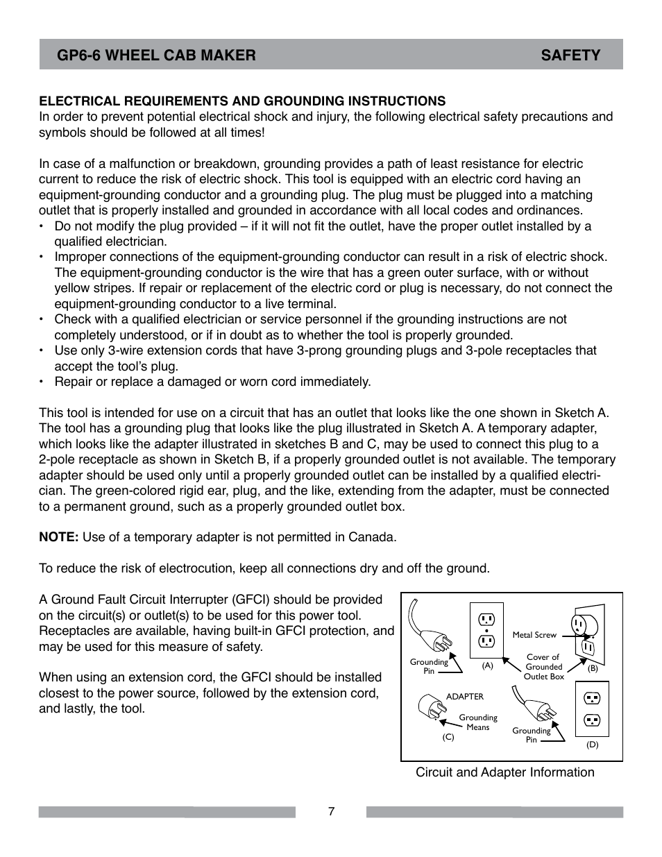 Gp6-6 wheel cab maker safety | Barranca Diamond GP6-6 Wheel Cab Maker User Manual | Page 7 / 36