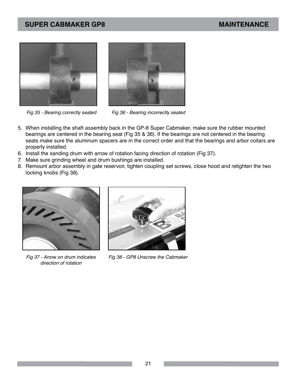 Super cabmaker gp8 maintenance | Barranca Diamond SUPER CABMAKER-GP8 User Manual | Page 21 / 32