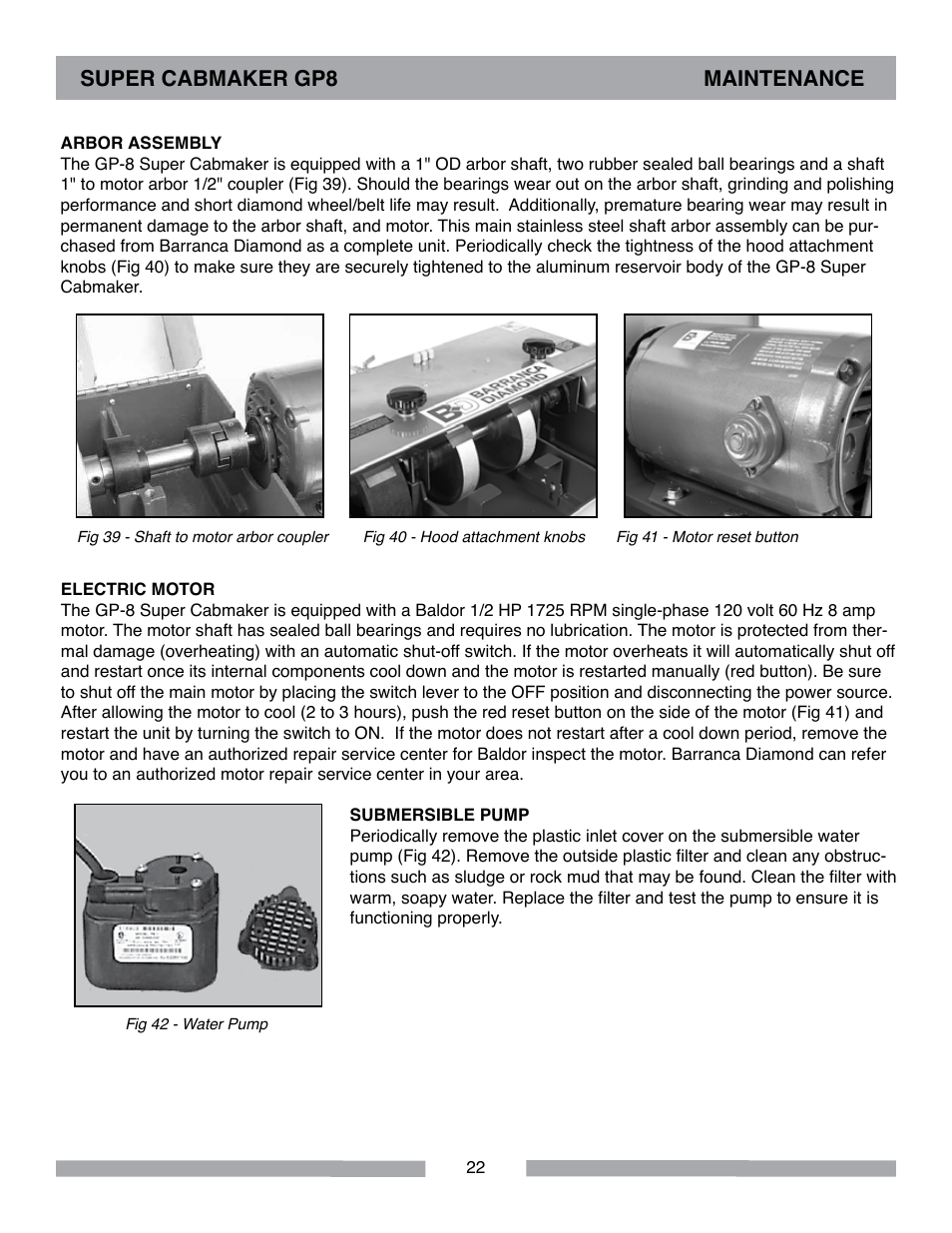 Super cabmaker gp8 maintenance | Barranca Diamond SUPER CABMAKER-GP8 User Manual | Page 22 / 32