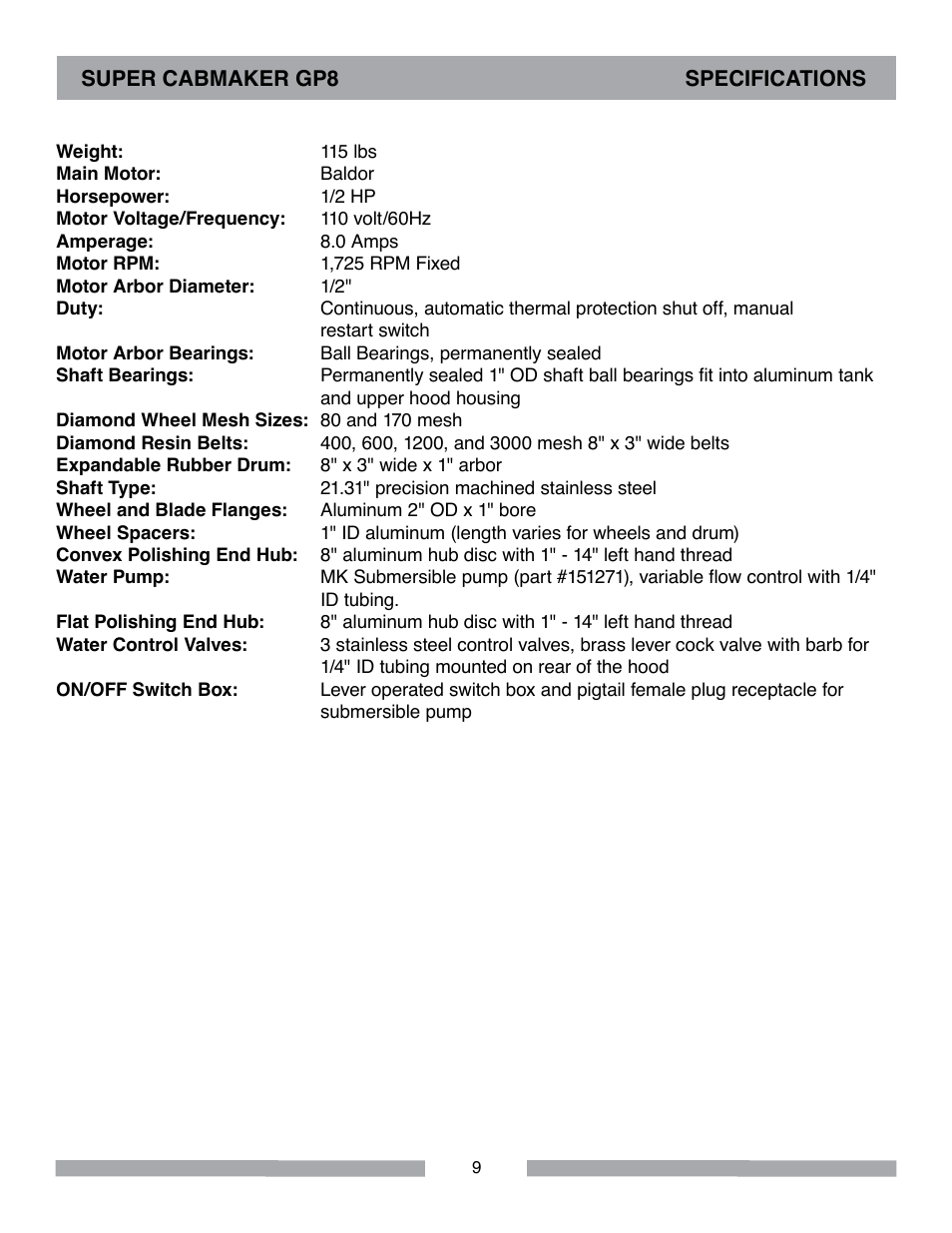 Barranca Diamond SUPER CABMAKER-GP8 User Manual | Page 9 / 32