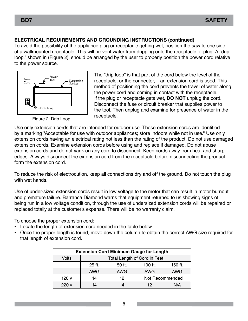 Bd7 safety | Barranca Diamond BD7 Trim Saw User Manual | Page 8 / 28