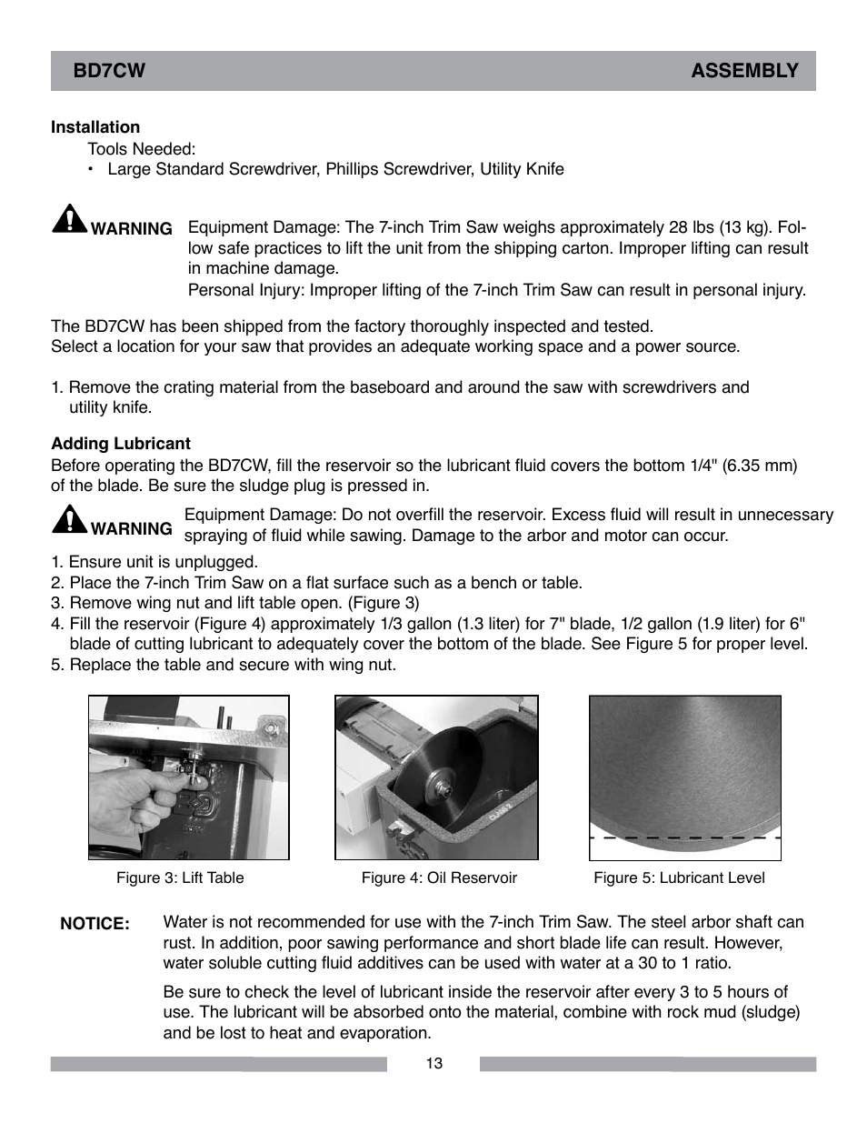 Barranca Diamond BD7CW Trim Saw User Manual | Page 13 / 28