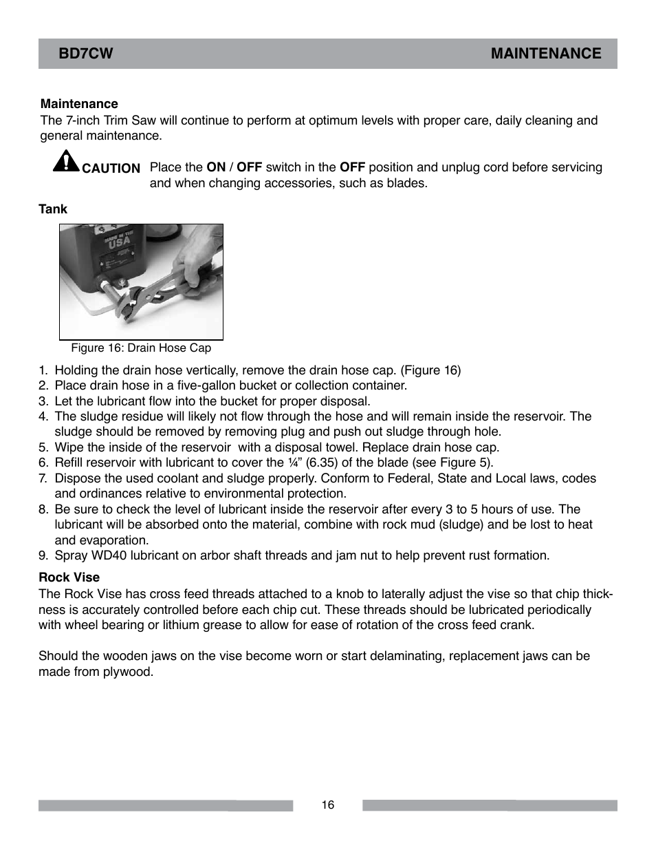 Barranca Diamond BD7CW Trim Saw User Manual | Page 16 / 28