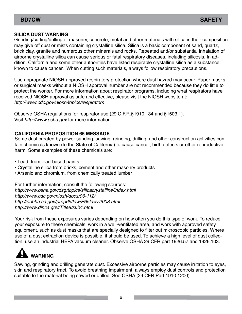 Barranca Diamond BD7CW Trim Saw User Manual | Page 6 / 28