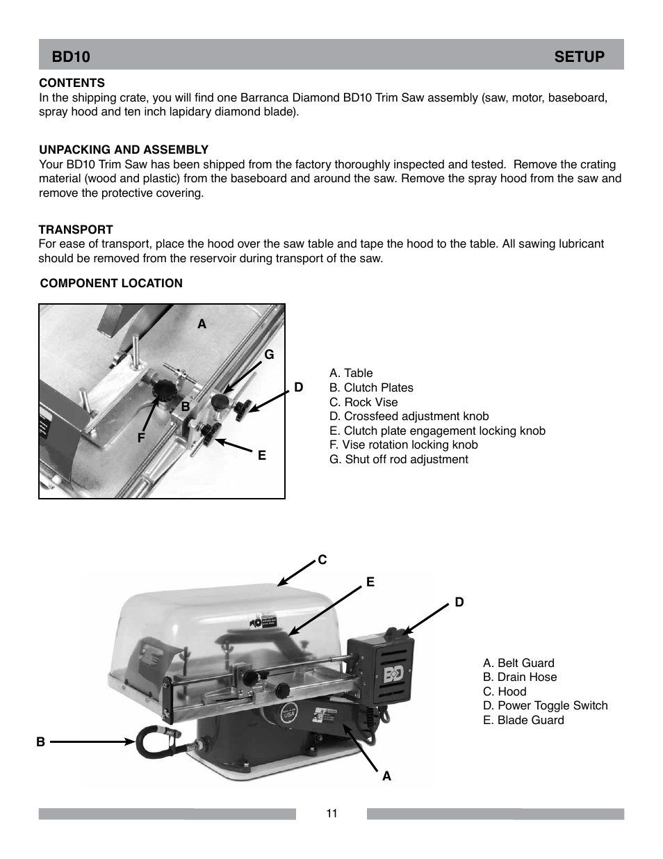 Barranca Diamond BD10 Power Feed Trim Saw User Manual | Page 11 / 36