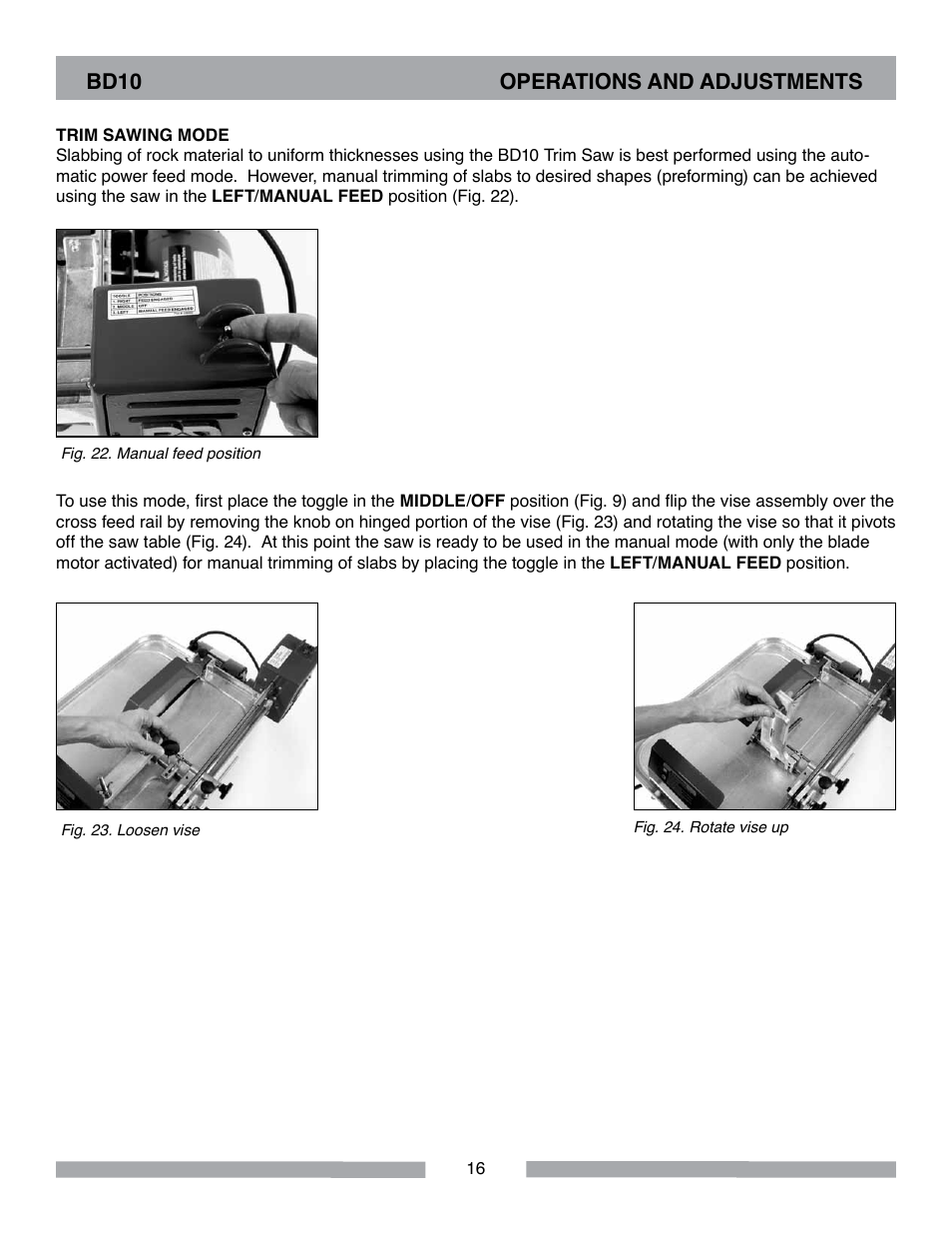 Barranca Diamond BD10 Power Feed Trim Saw User Manual | Page 16 / 36