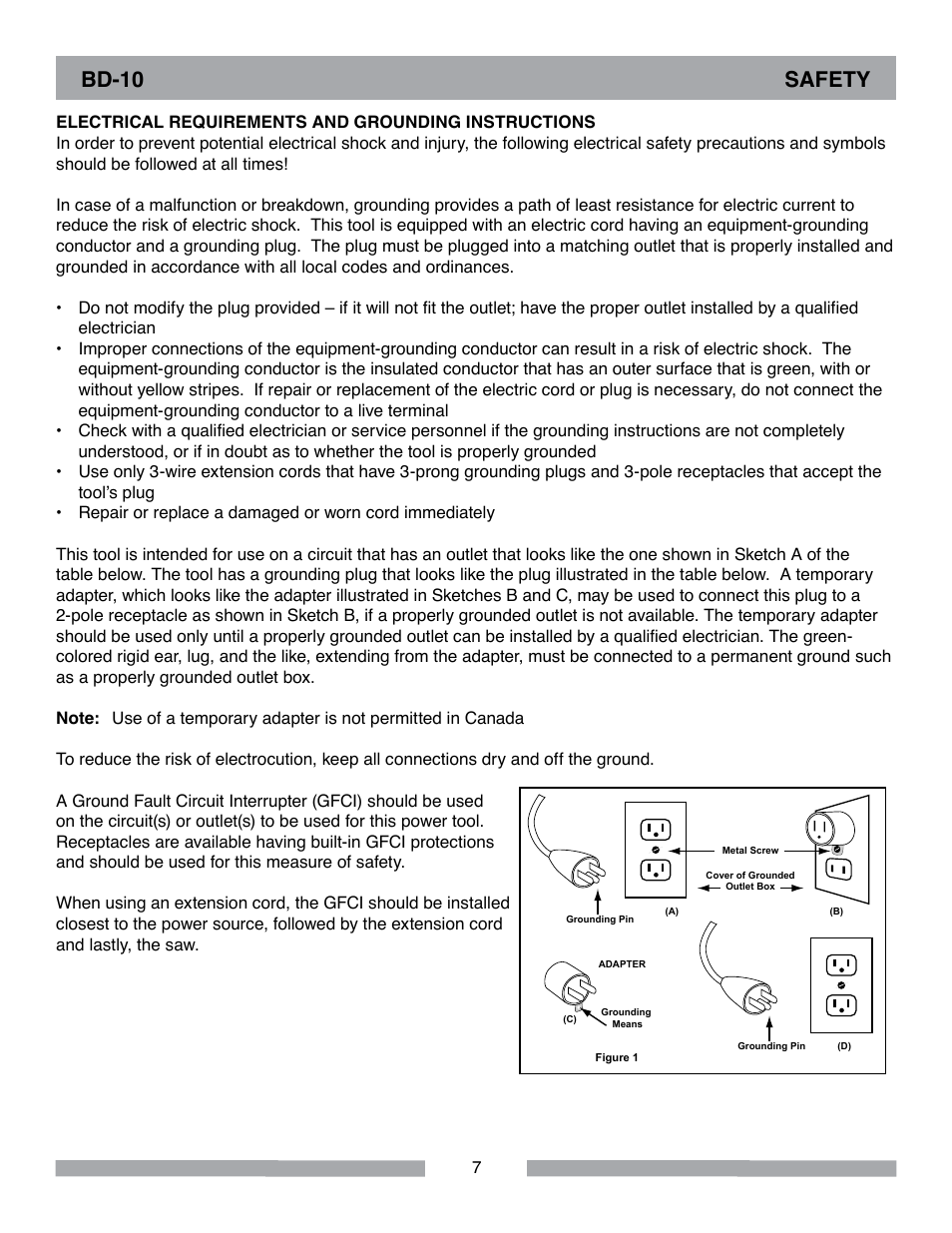 Bd-10 safety | Barranca Diamond BD10 Power Feed Trim Saw User Manual | Page 7 / 36