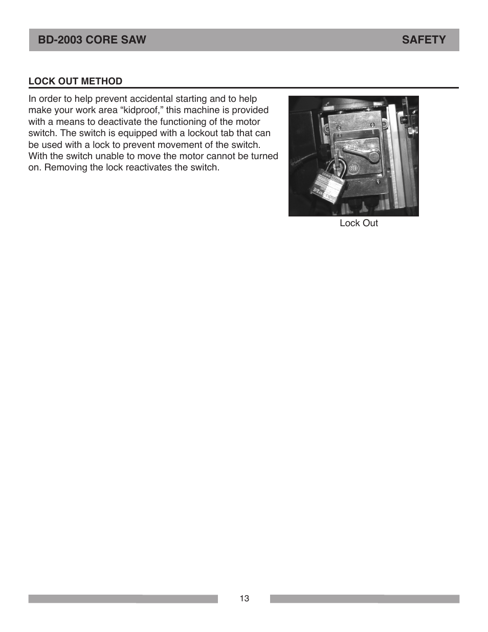 Barranca Diamond BD-2003E Pro Series Core Saw User Manual | Page 13 / 40