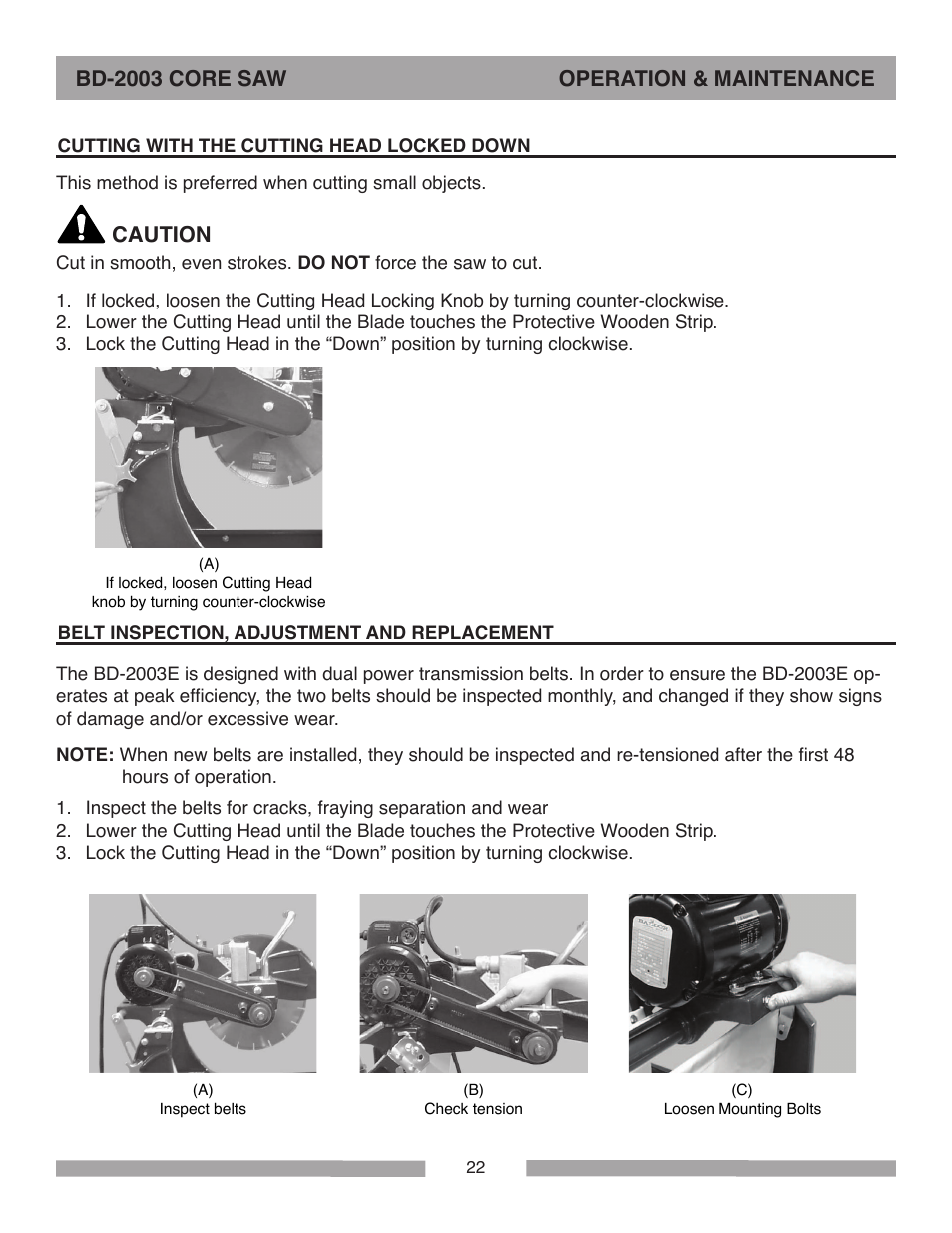 Barranca Diamond BD-2003E Pro Series Core Saw User Manual | Page 22 / 40