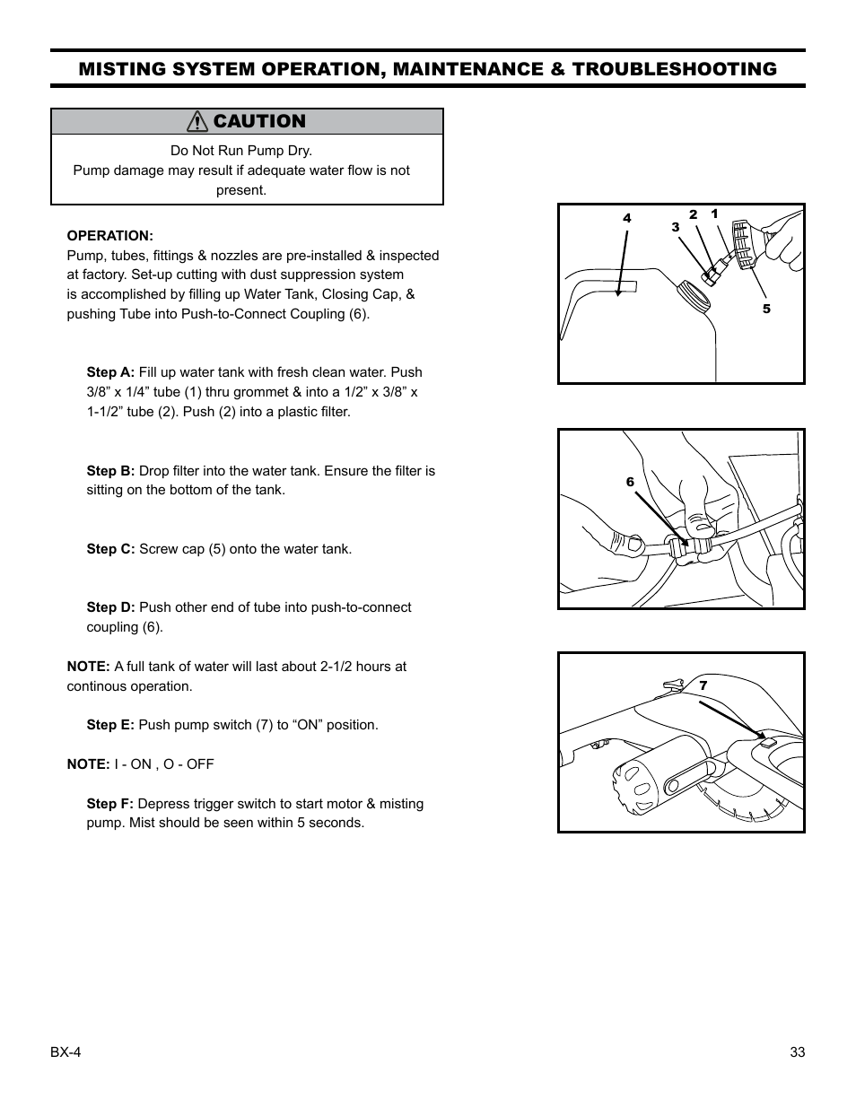 Caution | Barranca Diamond BX-4 BRICK SAW WITH OR WITHOUT MISTING DUST CONTROL User Manual | Page 33 / 50