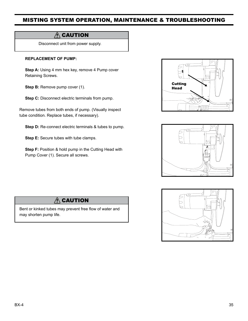 Caution | Barranca Diamond BX-4 BRICK SAW WITH OR WITHOUT MISTING DUST CONTROL User Manual | Page 35 / 50