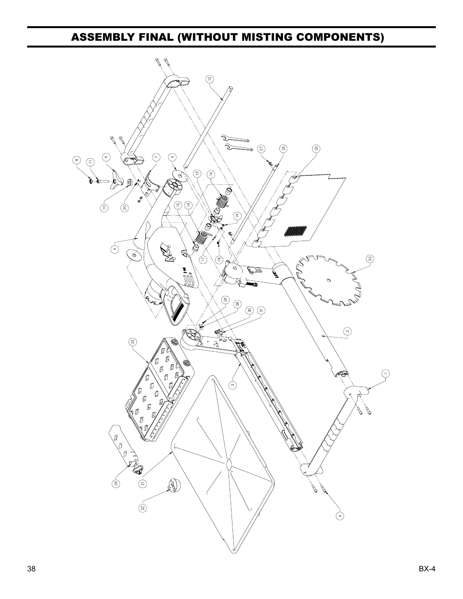Assembly final (without misting components), Bx-4 38 | Barranca Diamond BX-4 BRICK SAW WITH OR WITHOUT MISTING DUST CONTROL User Manual | Page 38 / 50