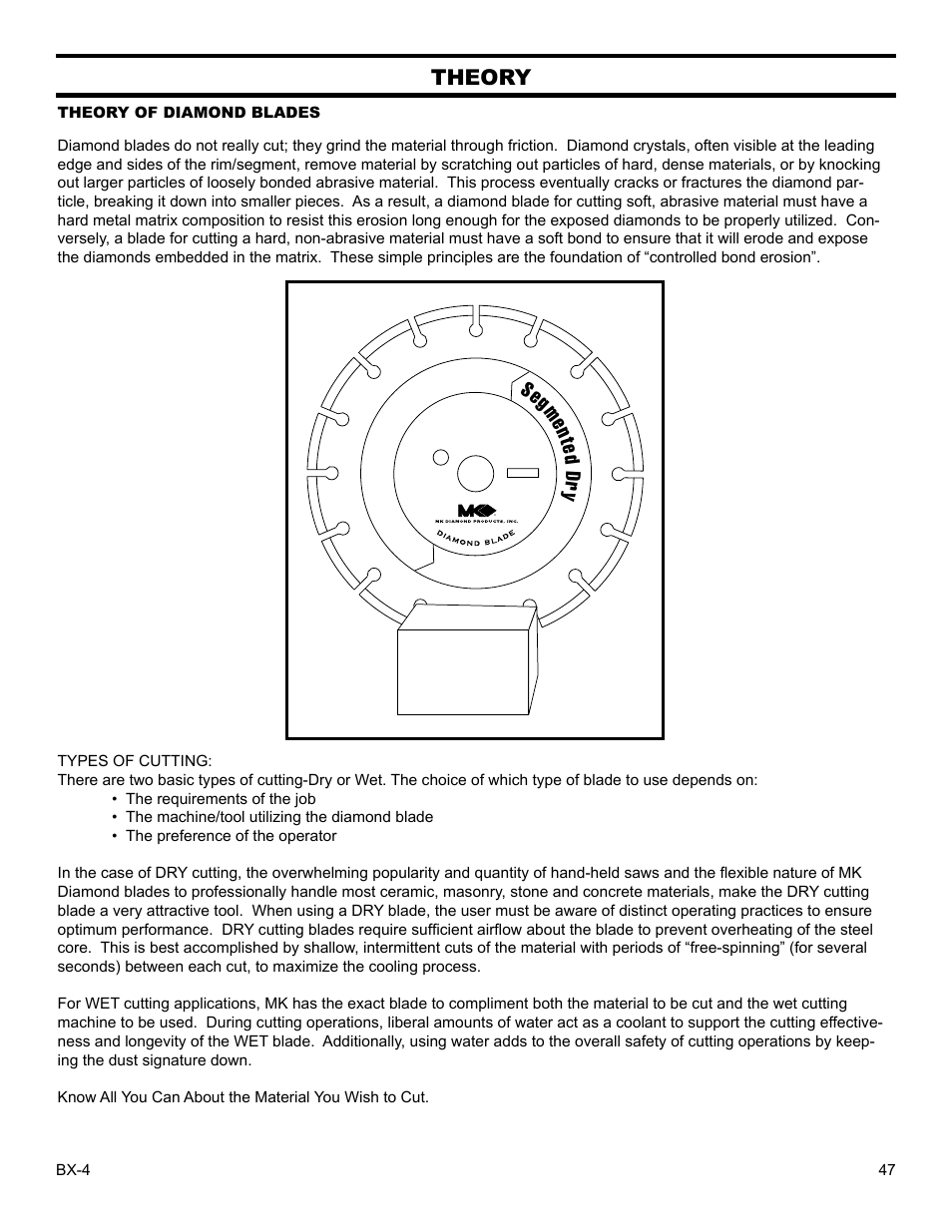 Theory, Seg me nte d dr y | Barranca Diamond BX-4 BRICK SAW WITH OR WITHOUT MISTING DUST CONTROL User Manual | Page 47 / 50