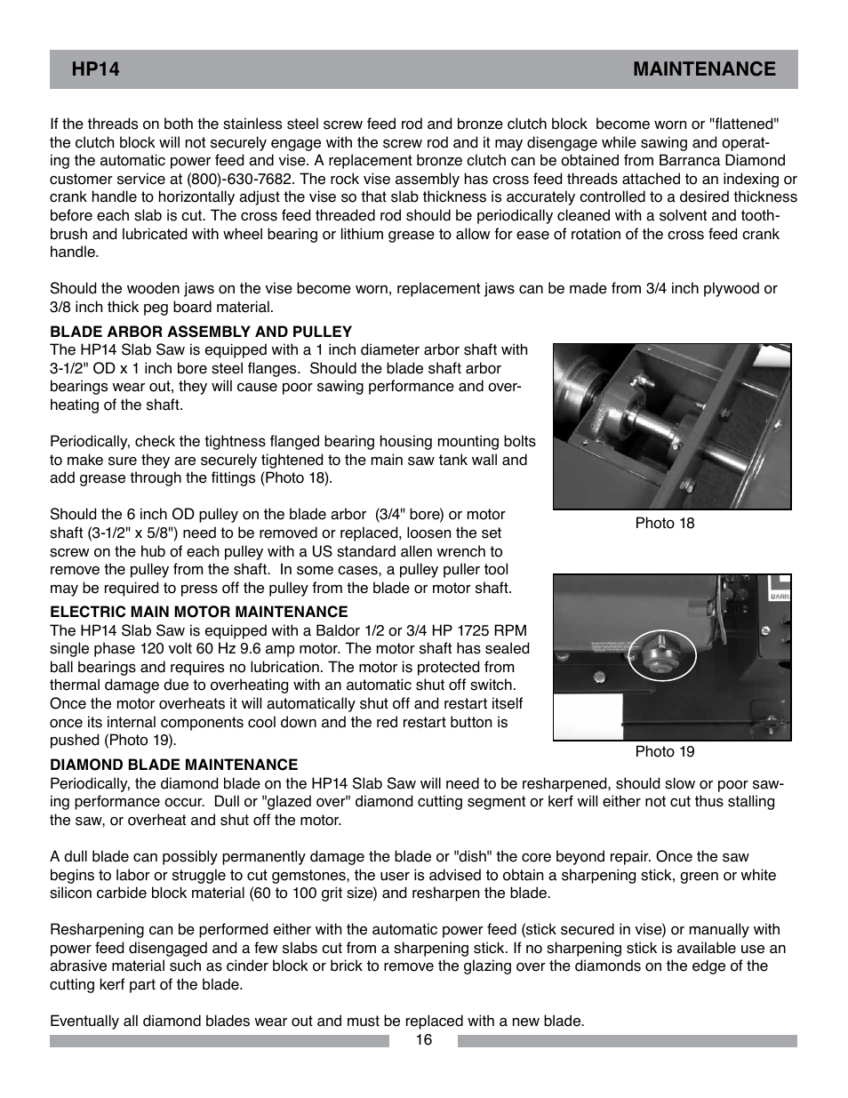 Barranca Diamond HP14 Slab Saw User Manual | Page 16 / 32