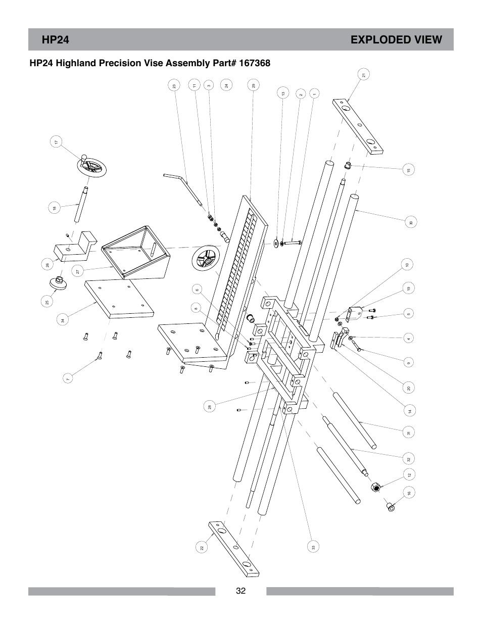 Hp24 exploded view | Barranca Diamond HP18 Slab Saw User Manual | Page 32 / 40