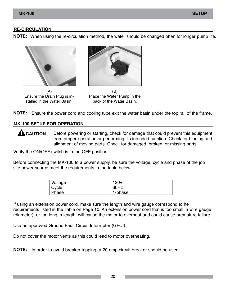 Barranca Diamond MK-100 TILE SAW User Manual | Page 20 / 44