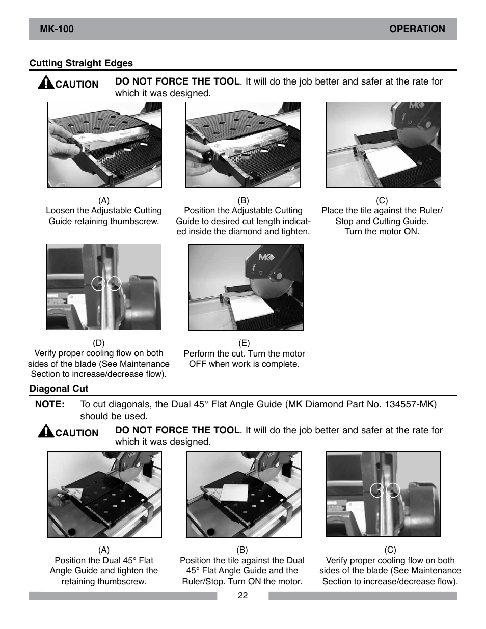 Barranca Diamond MK-100 TILE SAW User Manual | Page 22 / 44