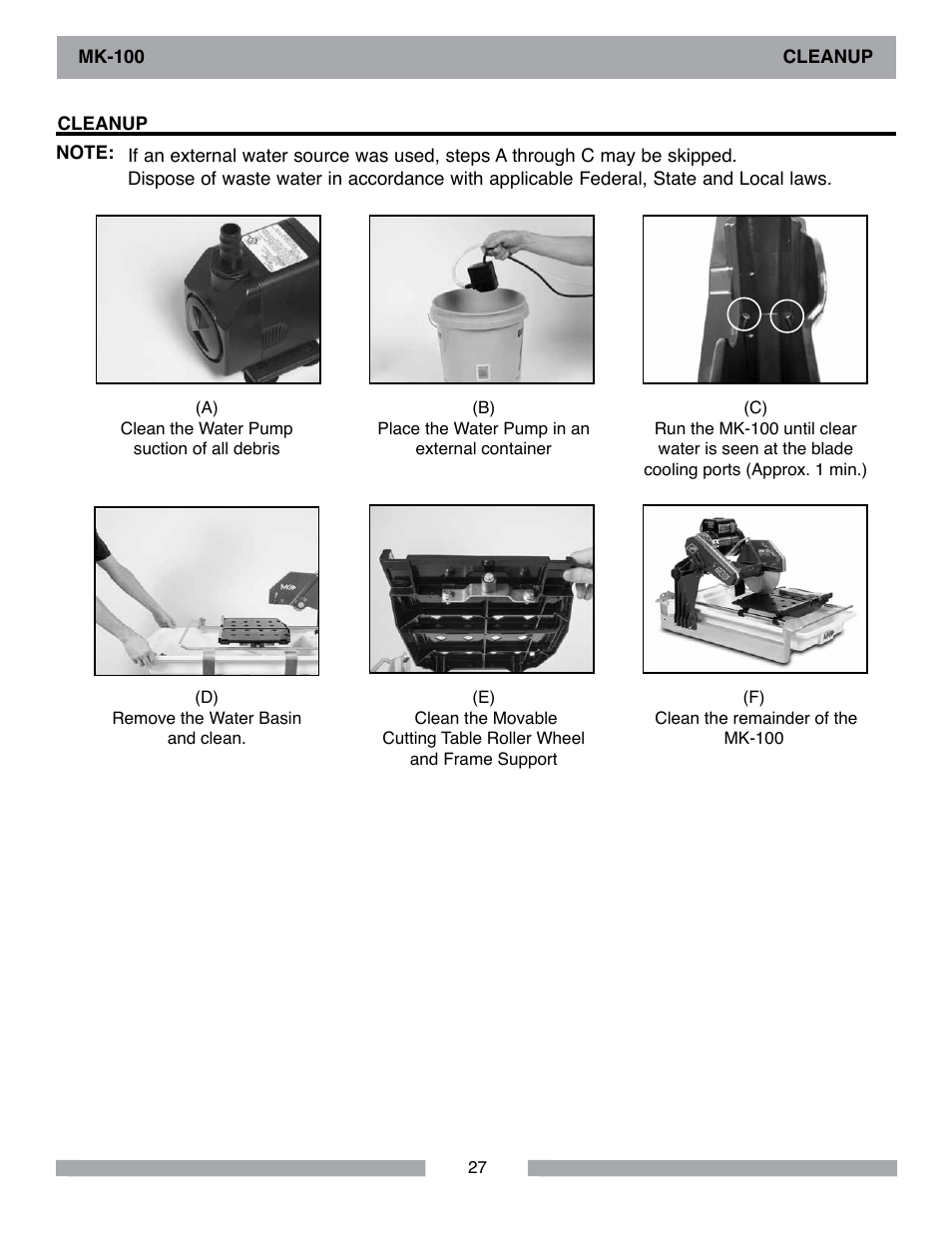 Barranca Diamond MK-100 TILE SAW User Manual | Page 27 / 44