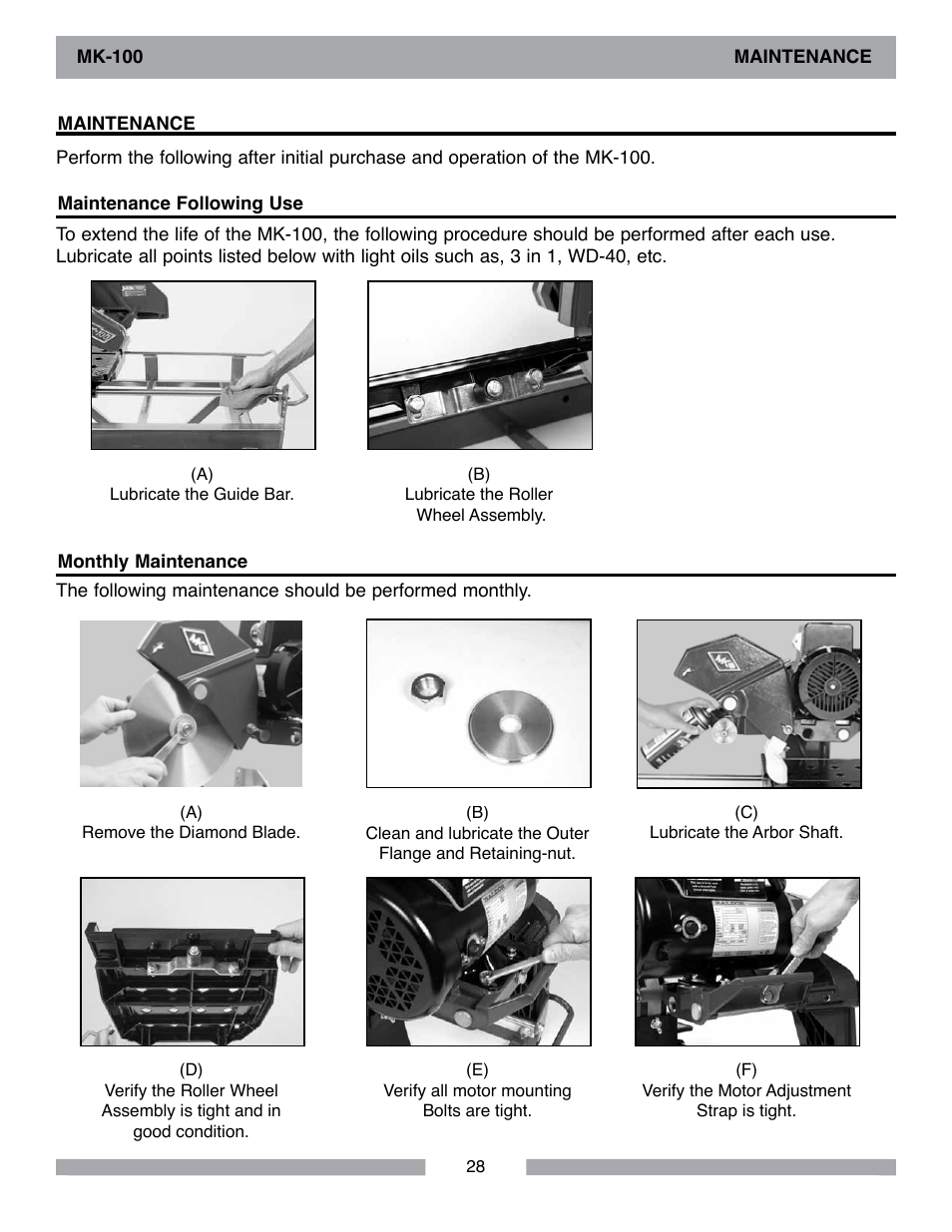 Barranca Diamond MK-100 TILE SAW User Manual | Page 28 / 44
