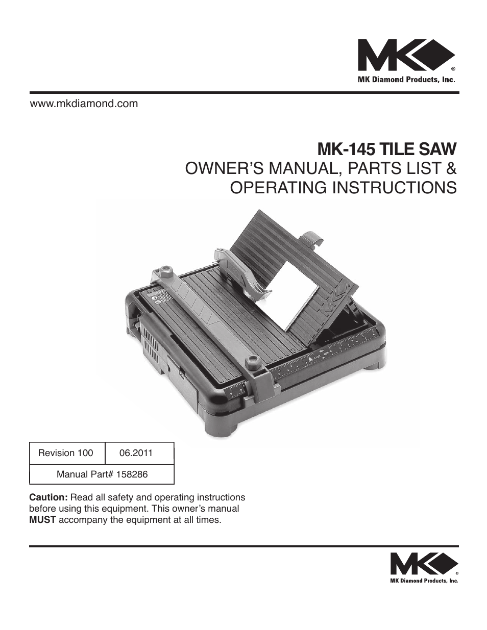 Barranca Diamond MK-145 Tile Saw User Manual | 32 pages