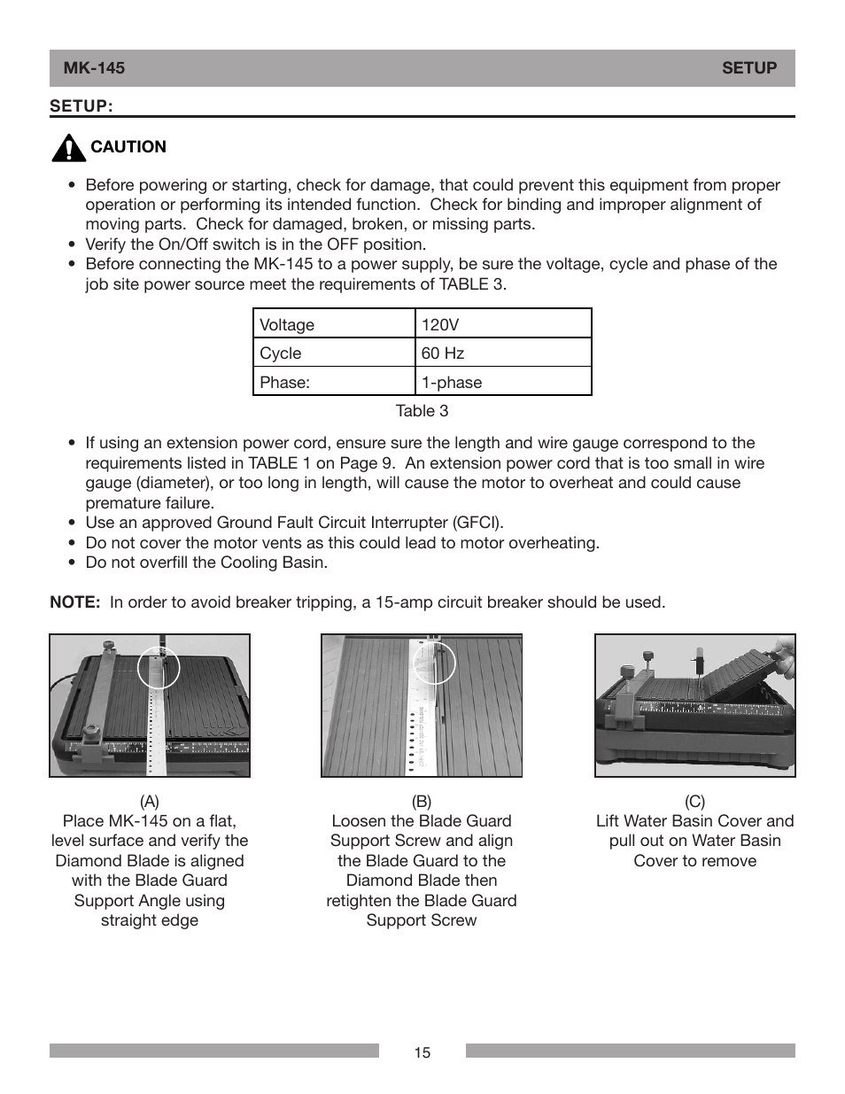 Barranca Diamond MK-145 Tile Saw User Manual | Page 15 / 32