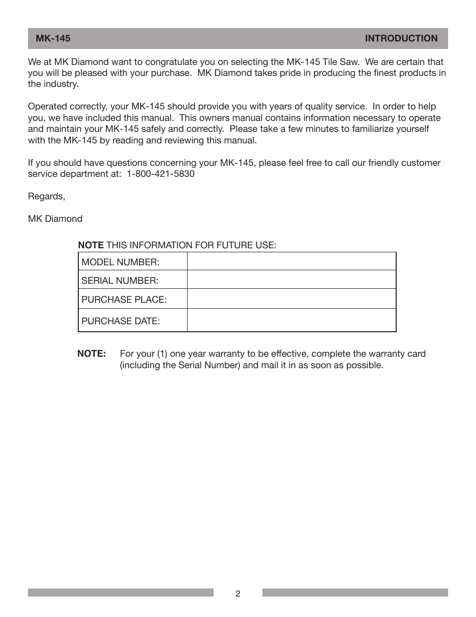 Barranca Diamond MK-145 Tile Saw User Manual | Page 2 / 32