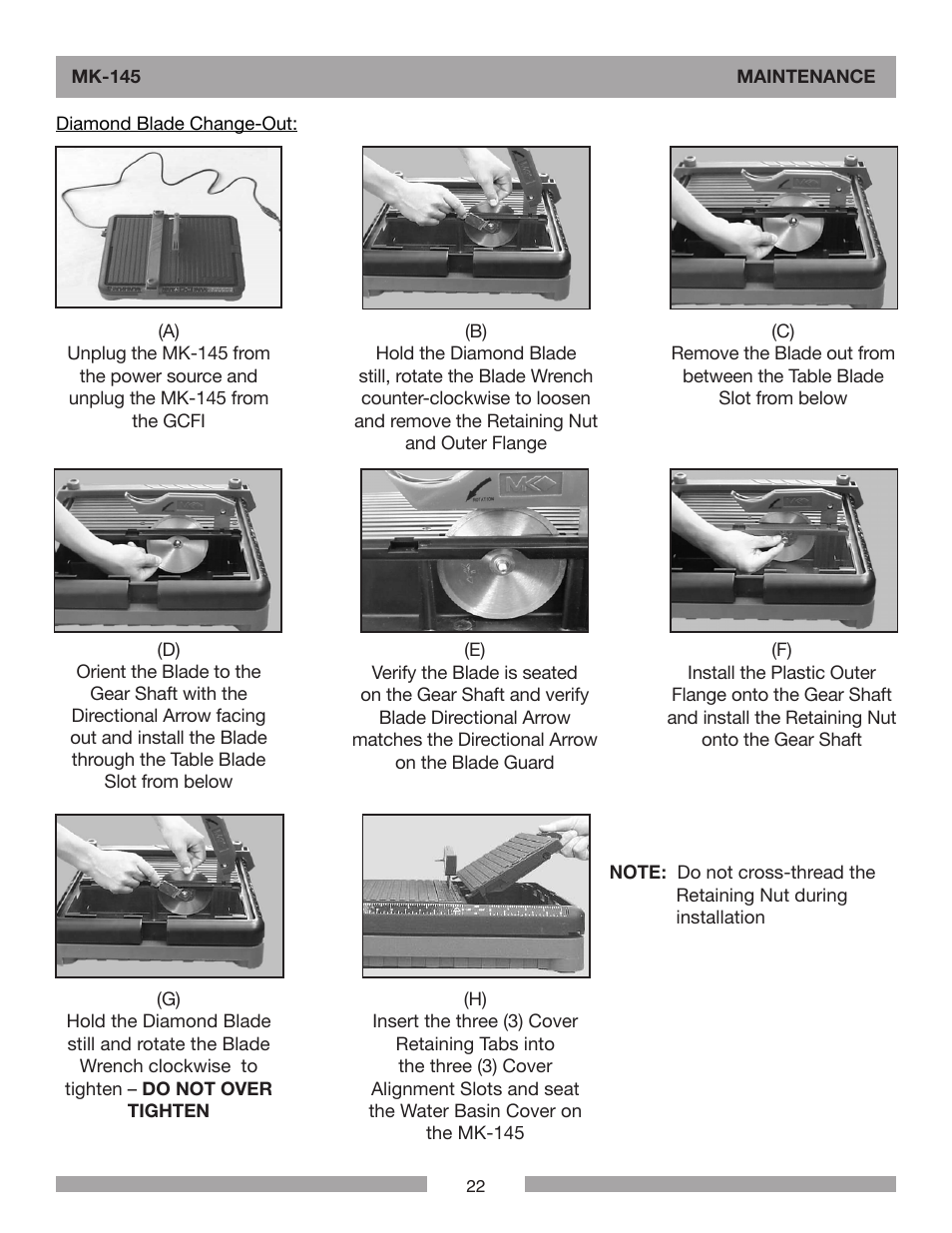 Barranca Diamond MK-145 Tile Saw User Manual | Page 22 / 32