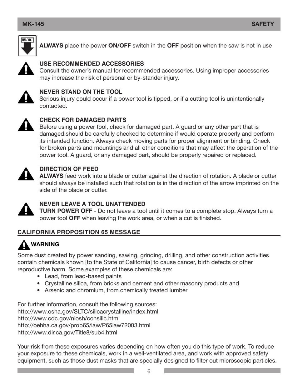 Barranca Diamond MK-145 Tile Saw User Manual | Page 6 / 32