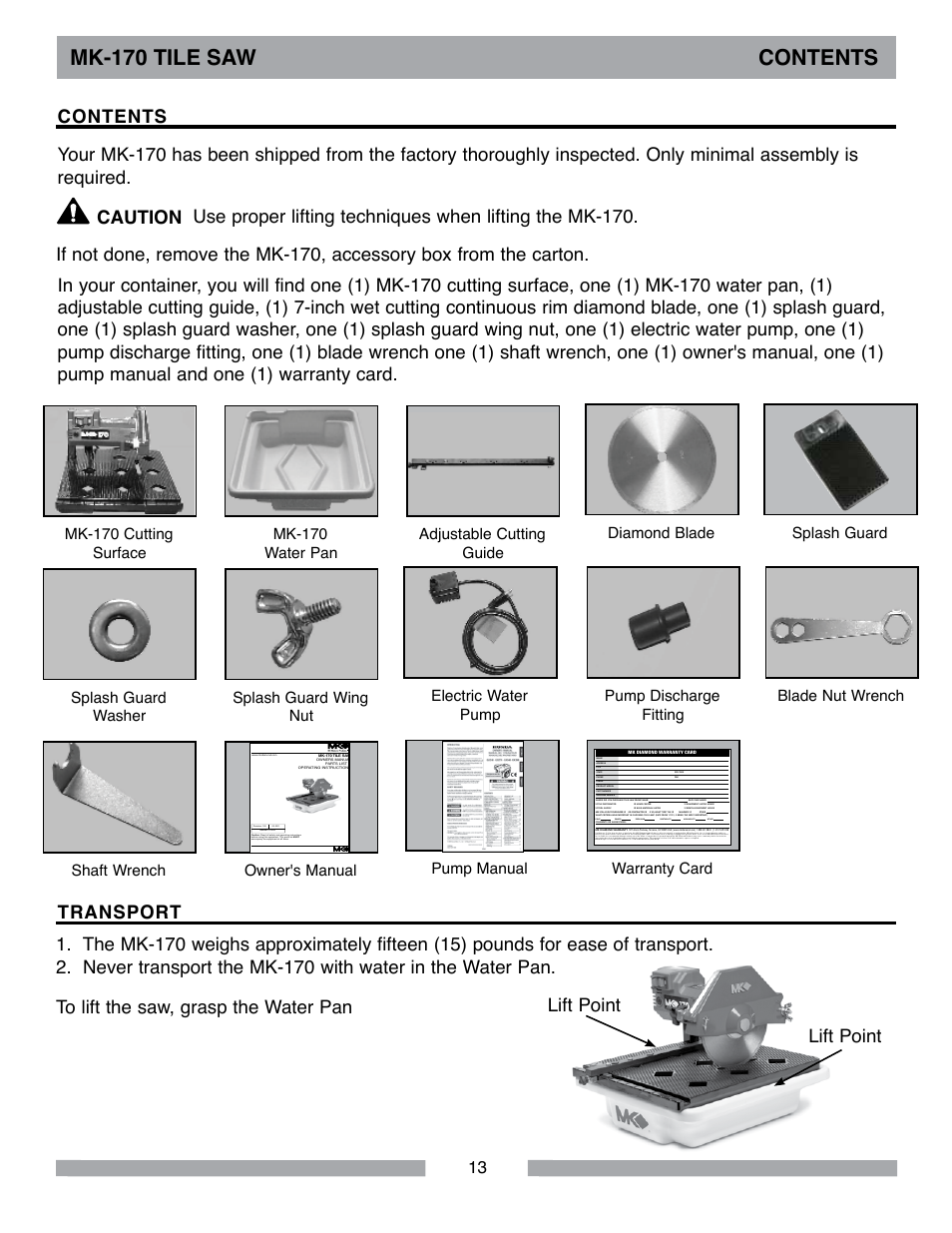 MK Diamond MK-170 User Manual | Page 13 / 36