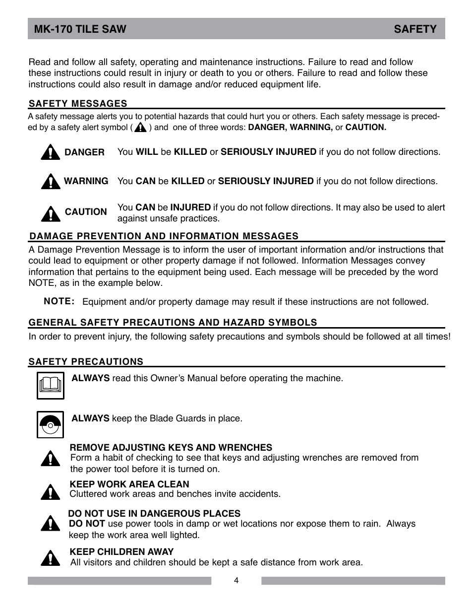 MK Diamond MK-170 User Manual | Page 4 / 36