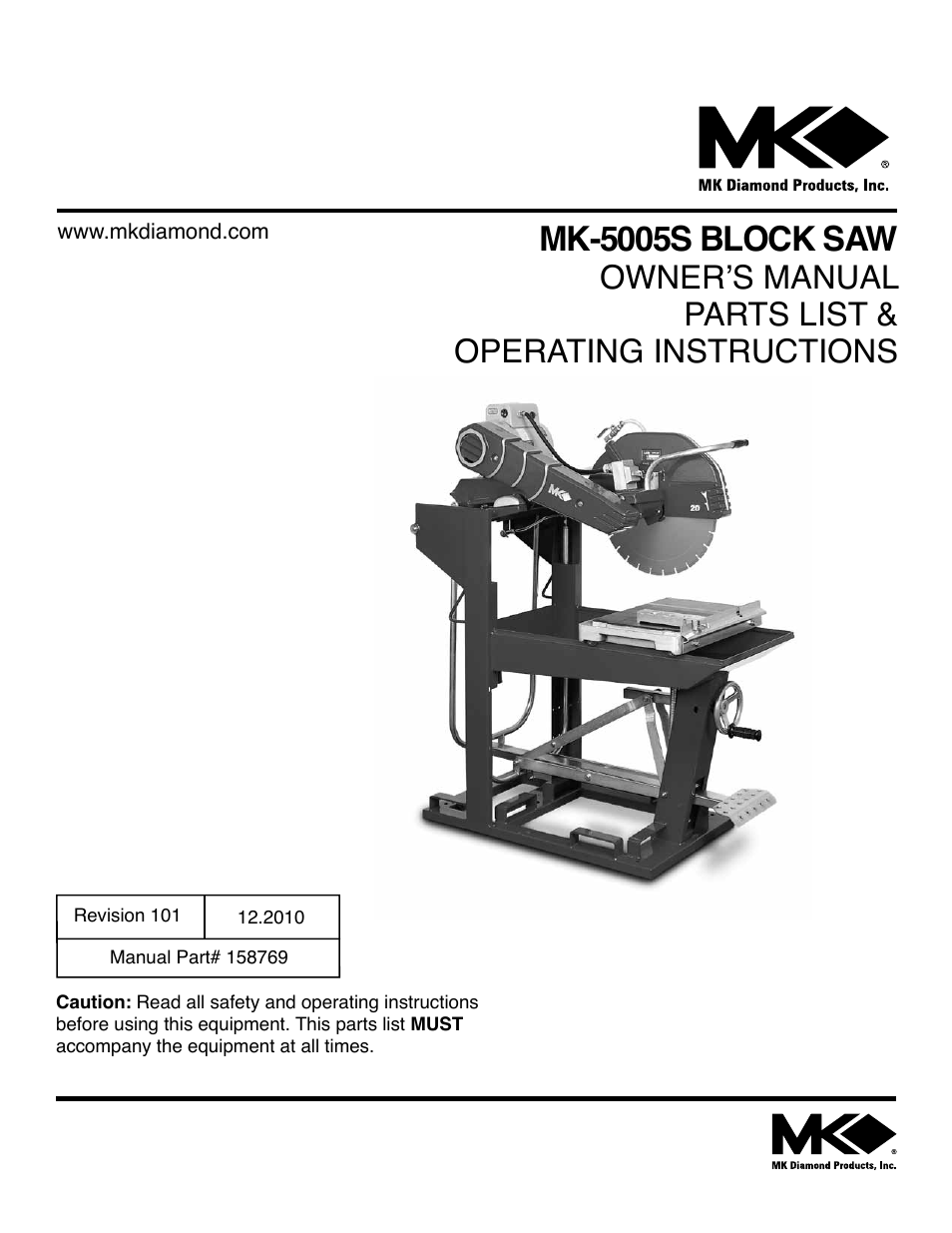 Barranca Diamond MK-5005S Block Saw User Manual | 56 pages