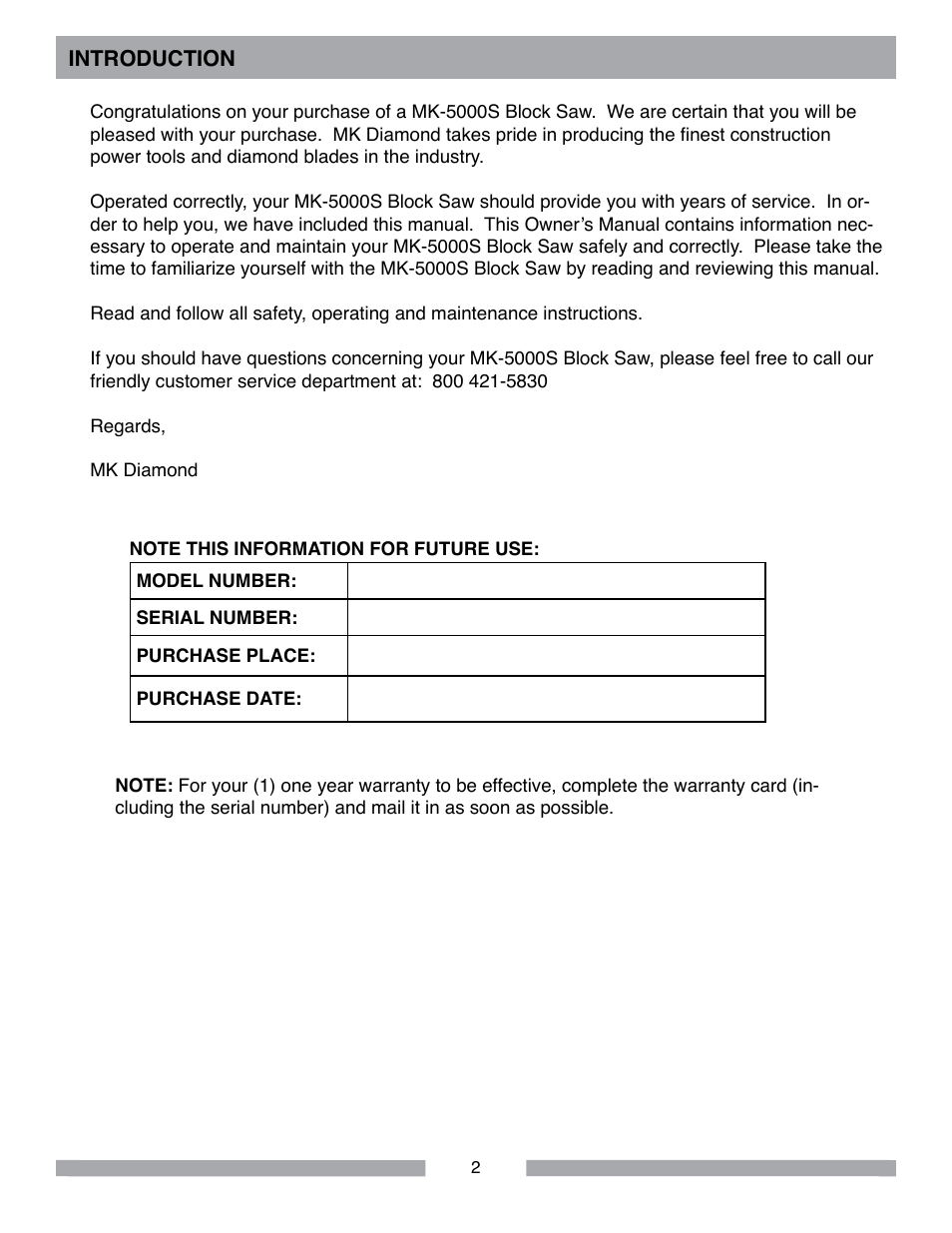 Barranca Diamond MK-5005S Block Saw User Manual | Page 2 / 56