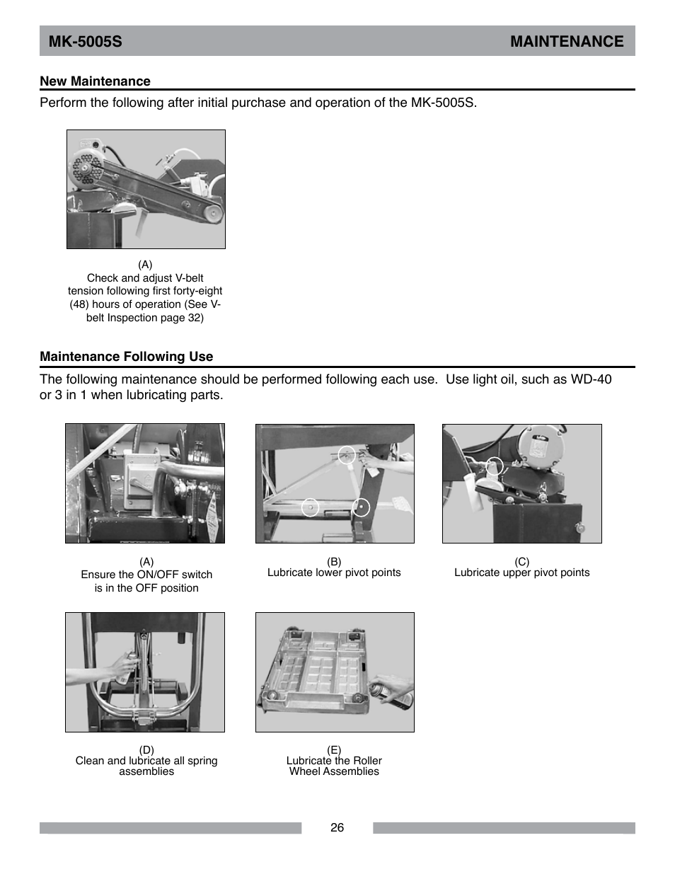 Mk-5005s maintenance | Barranca Diamond MK-5005S Block Saw User Manual | Page 26 / 56