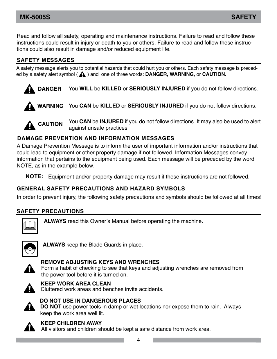 Barranca Diamond MK-5005S Block Saw User Manual | Page 4 / 56