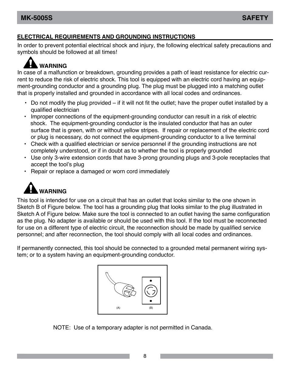 Barranca Diamond MK-5005S Block Saw User Manual | Page 8 / 56