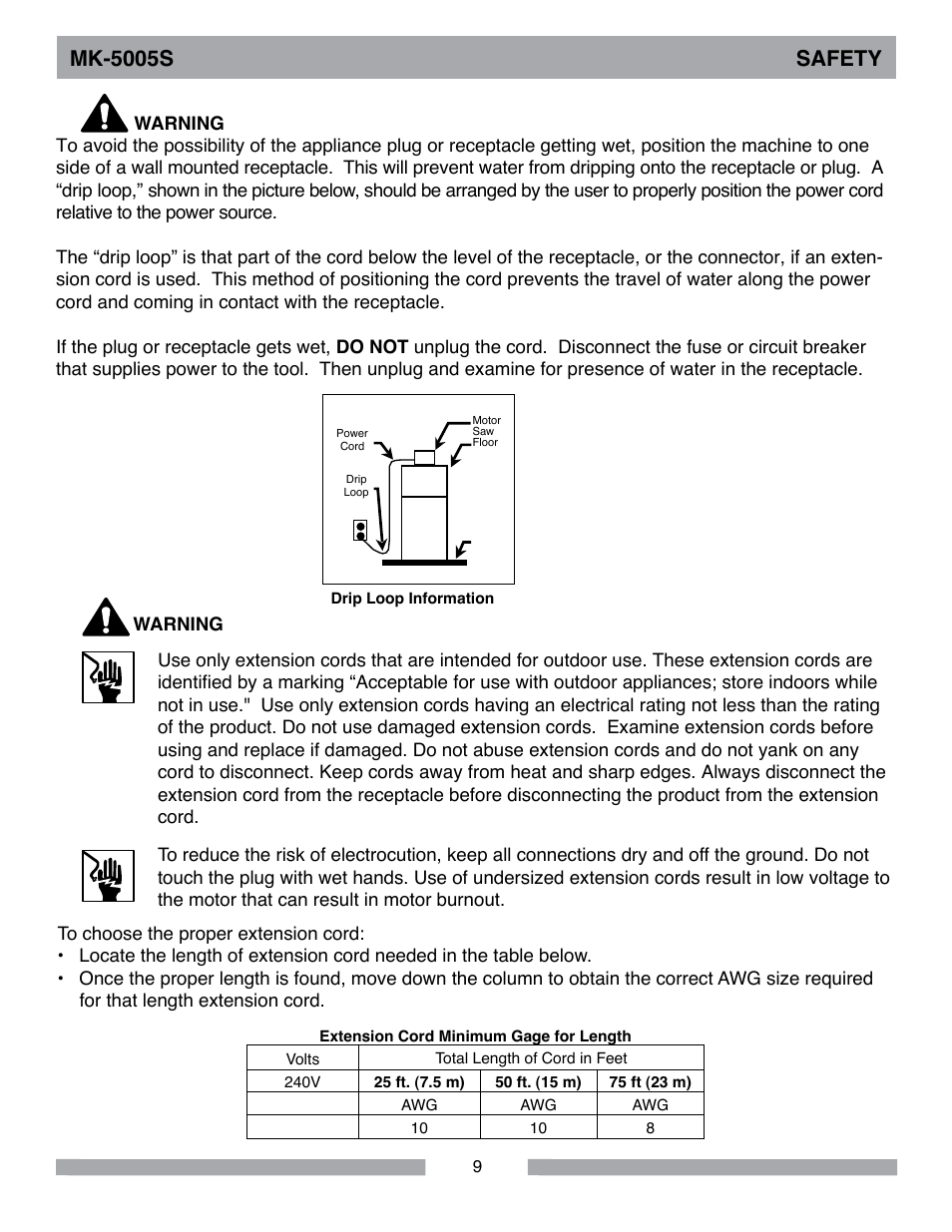 Mk-5005s safety | Barranca Diamond MK-5005S Block Saw User Manual | Page 9 / 56