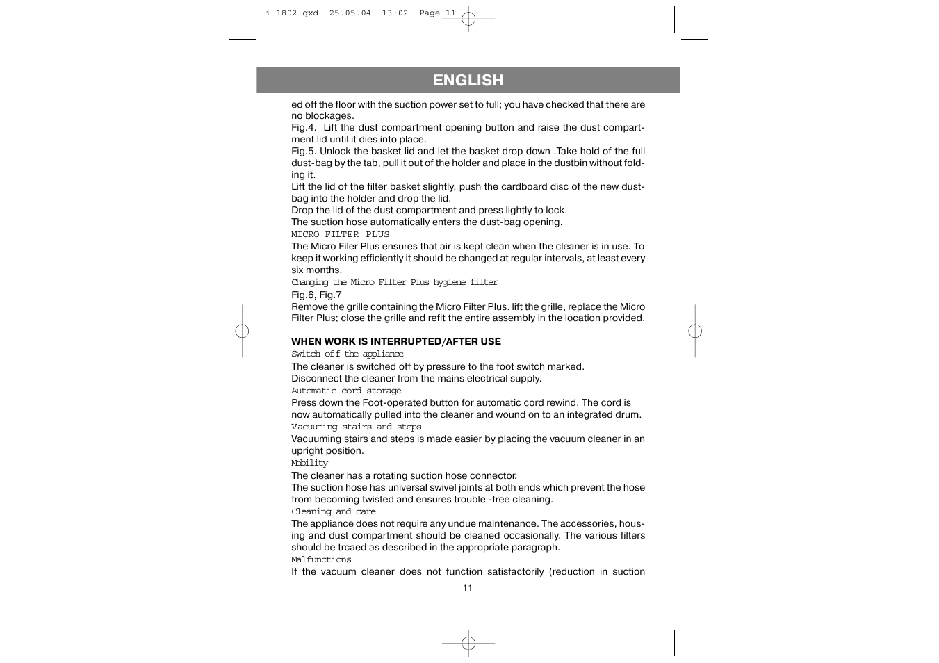 English | Vitek VT-1802 User Manual | Page 11 / 12