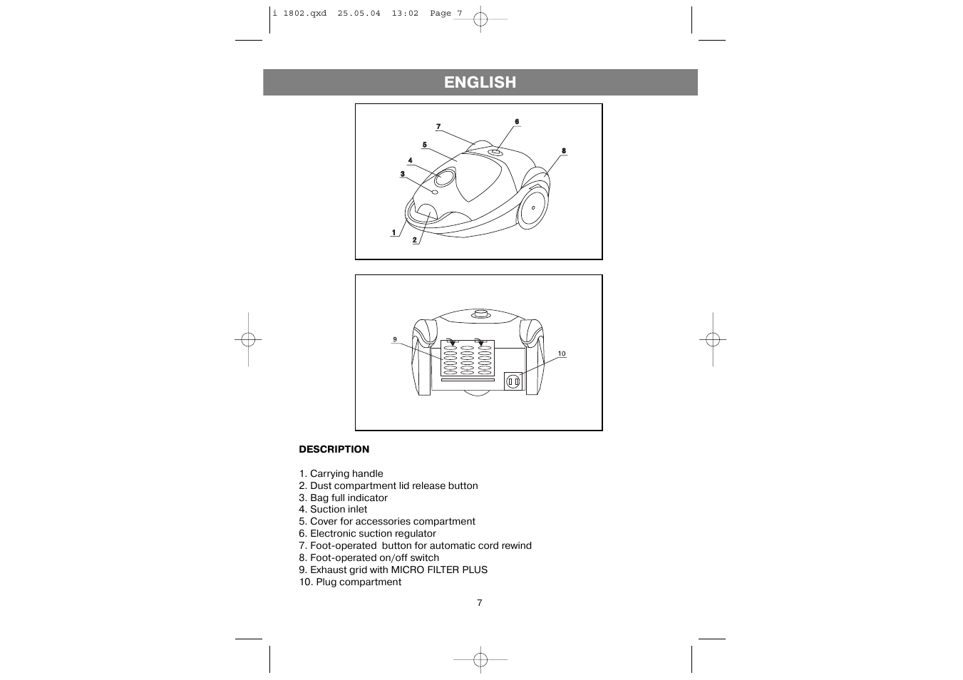 English | Vitek VT-1802 User Manual | Page 7 / 12