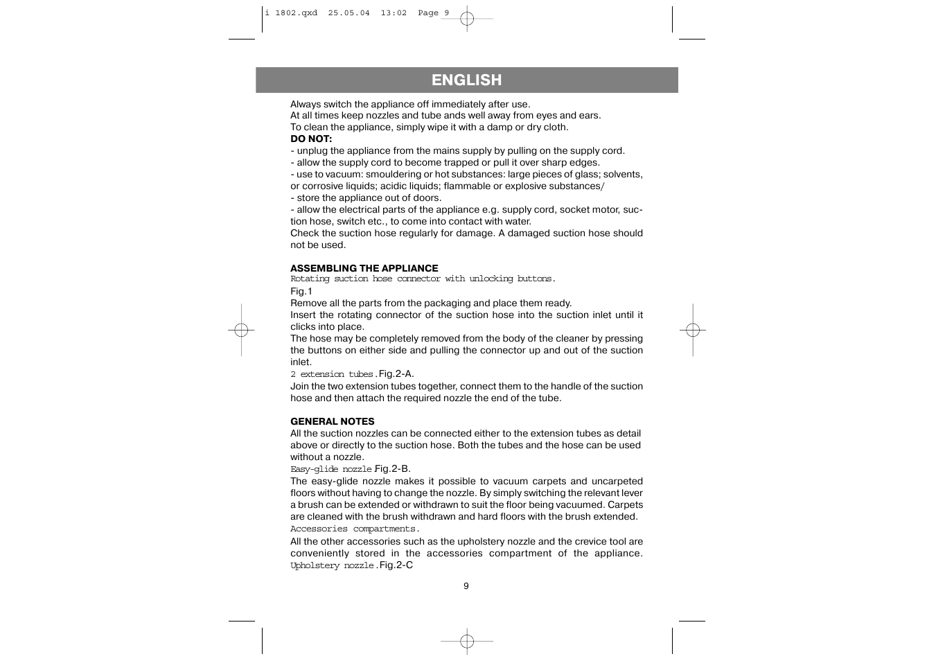 English | Vitek VT-1802 User Manual | Page 9 / 12